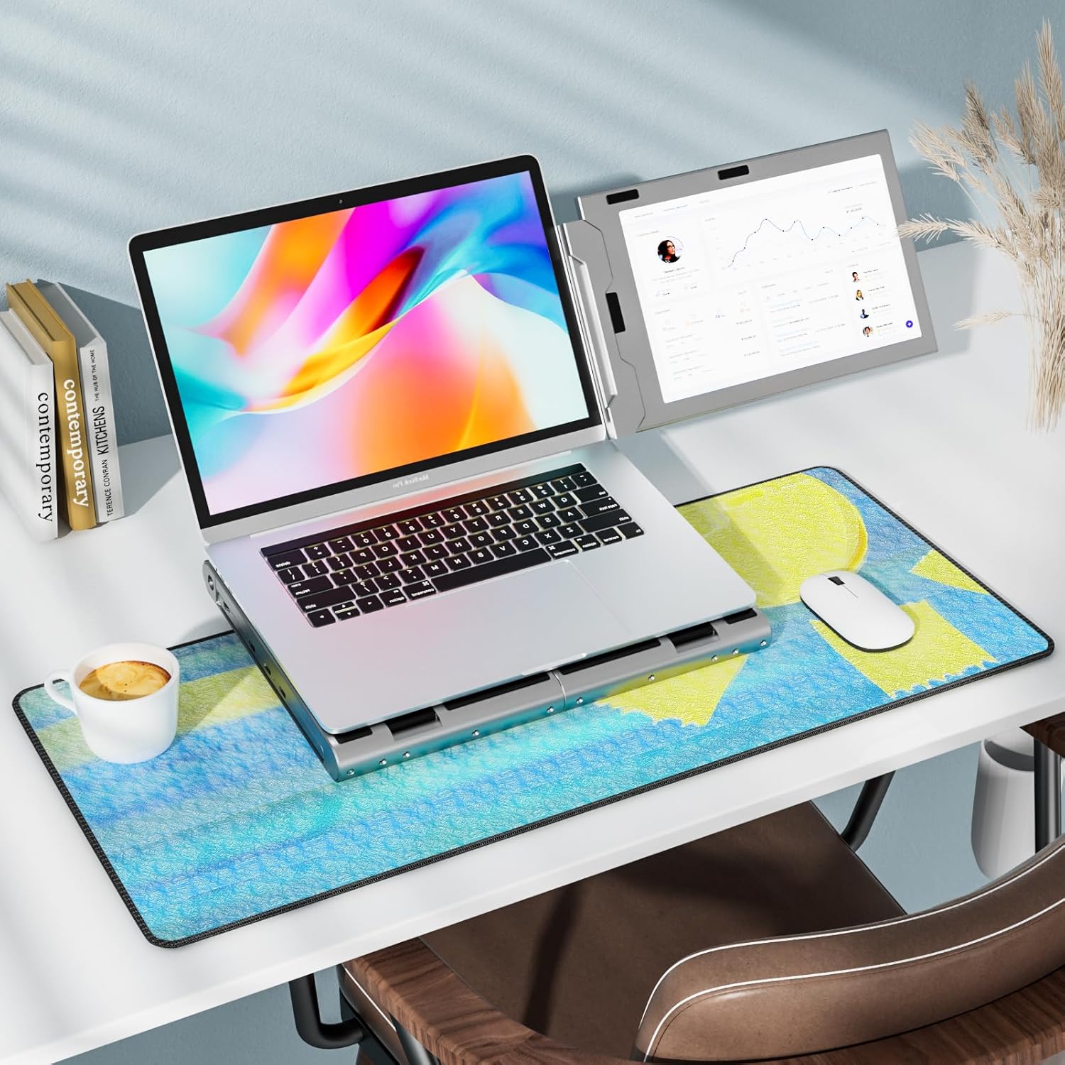 KEFEYA Triple Laptop Monitor Extender Large Desk Mat