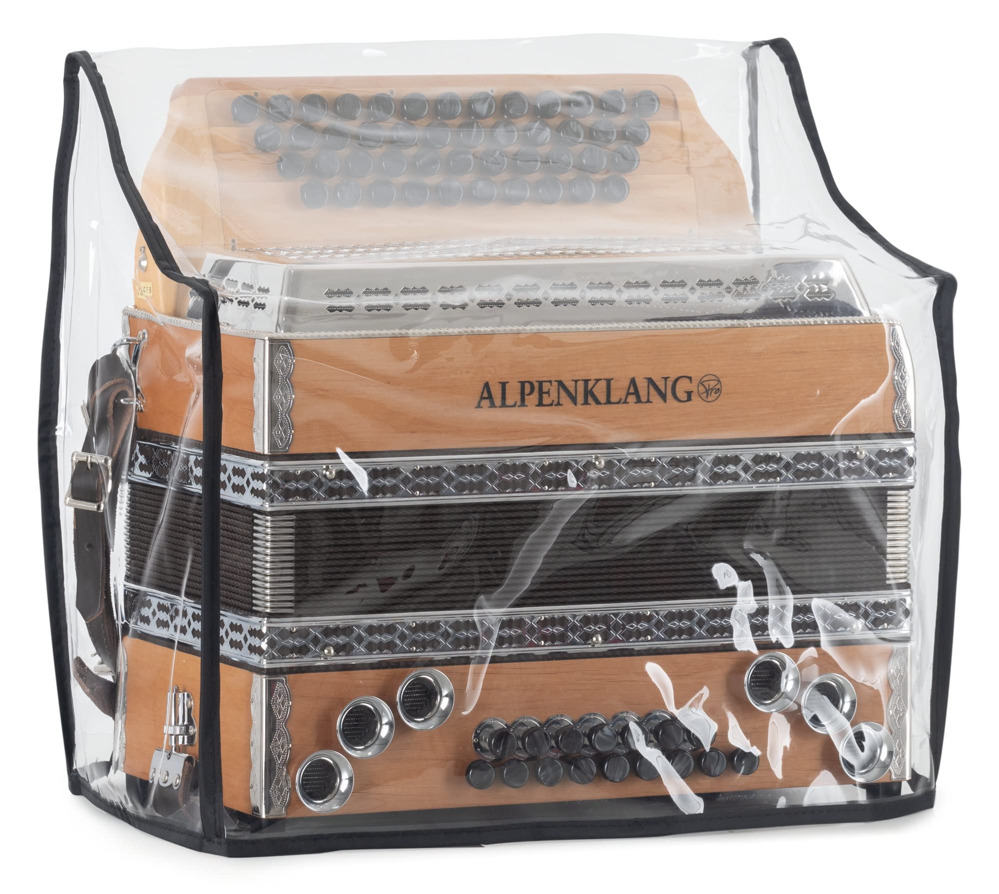 Alpenklang Copertura Fisarmonica Steirische Trasparente - Custodia per Steirische - Dimensioni (LxPxA): ca. 38 x 22 x 38 cm - in PVC - Trasparente