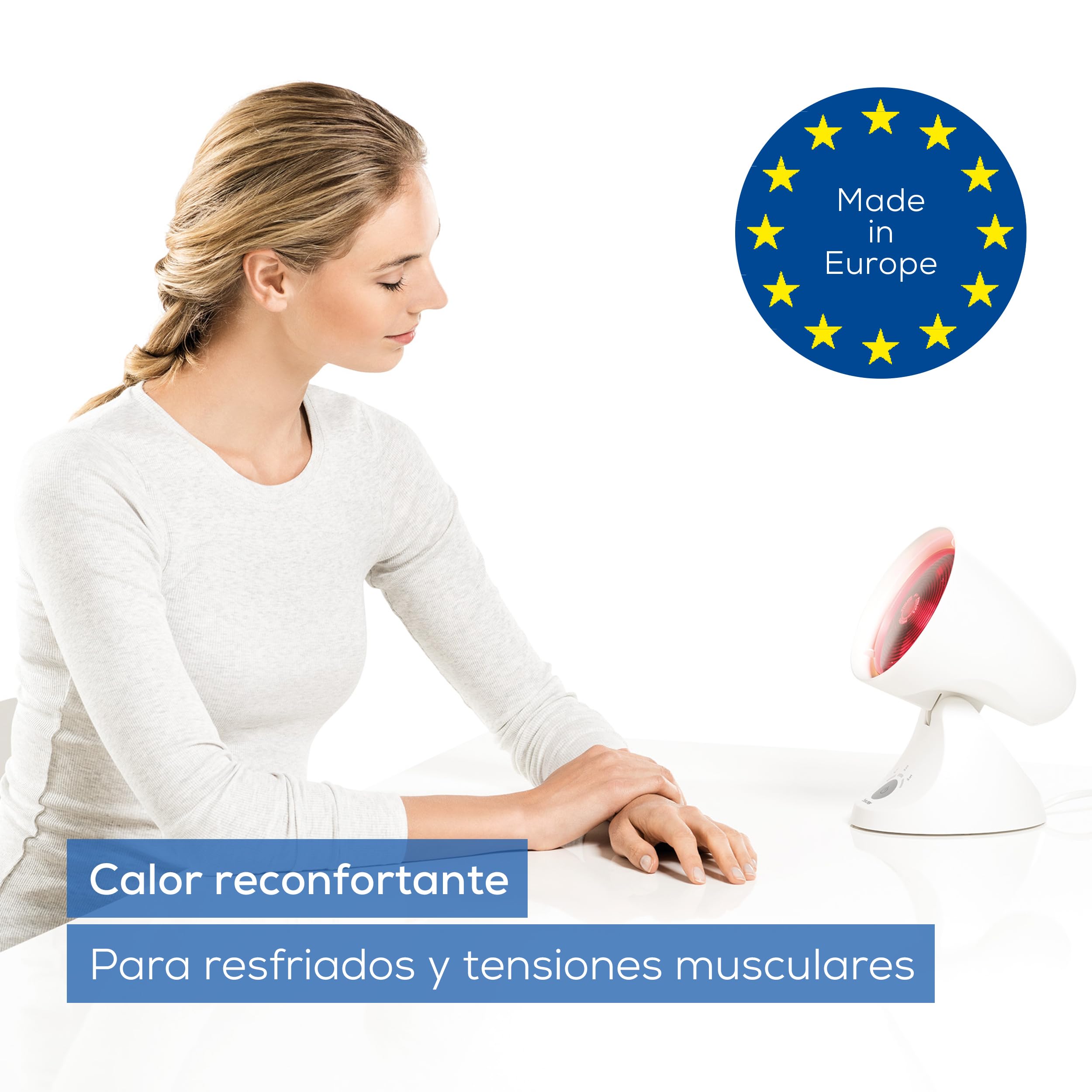 Beurer IL 35 Lámpara de infrarrojos, luz infrarroja calmante y cálida con temporizador de 3 etapas y 5 ángulos de inclinación para aumentar el bienestar, aflojar los músculos y aliviar la tensión
