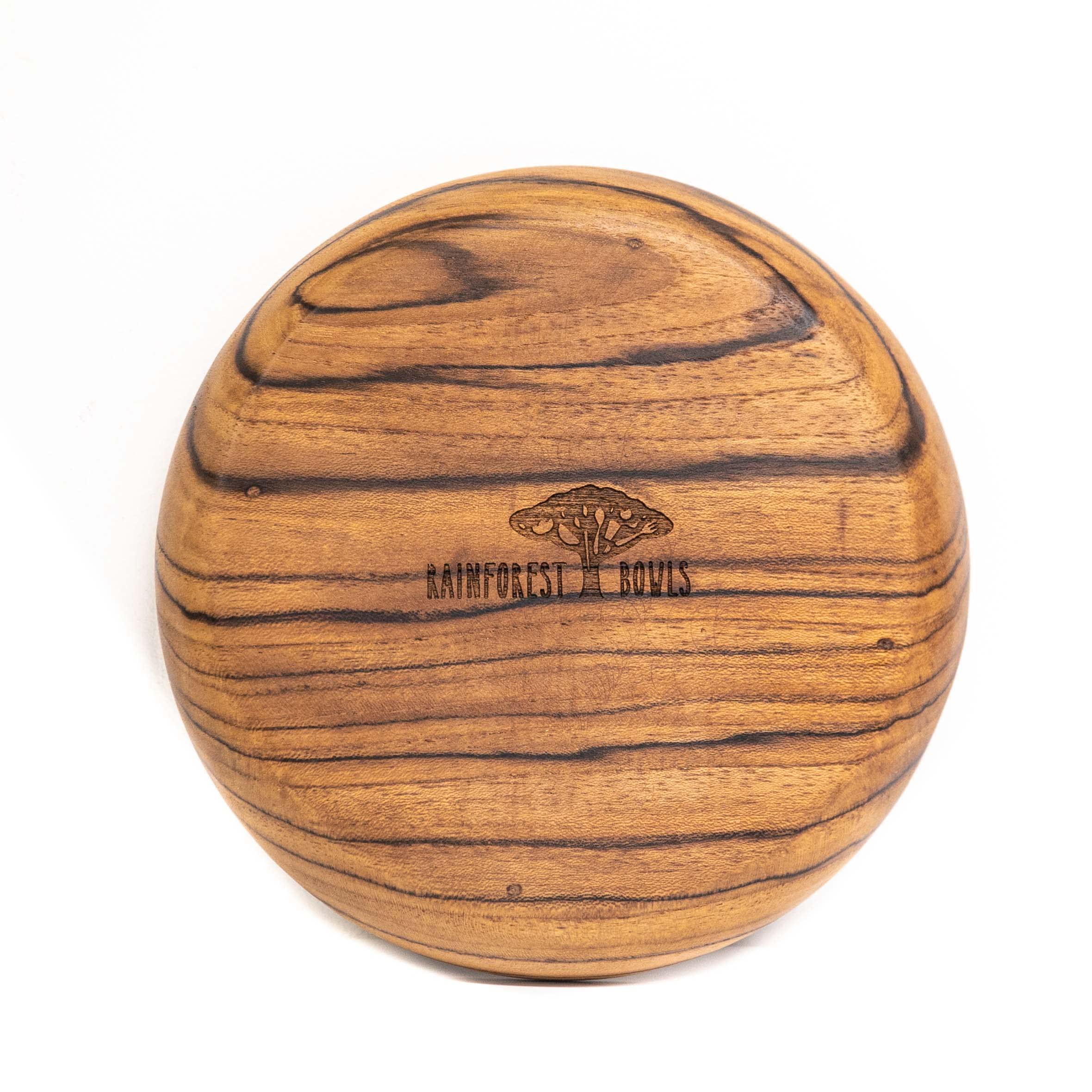 Rainforest Bowls Zestaw 2 okrągłych jawajskich talerzy z drewna tekowego o średnicy 15 cm - idealne do codziennego użytku - przyjazne dla gorących i zimnych, bardzo trwałe, drewniane talerze premium -