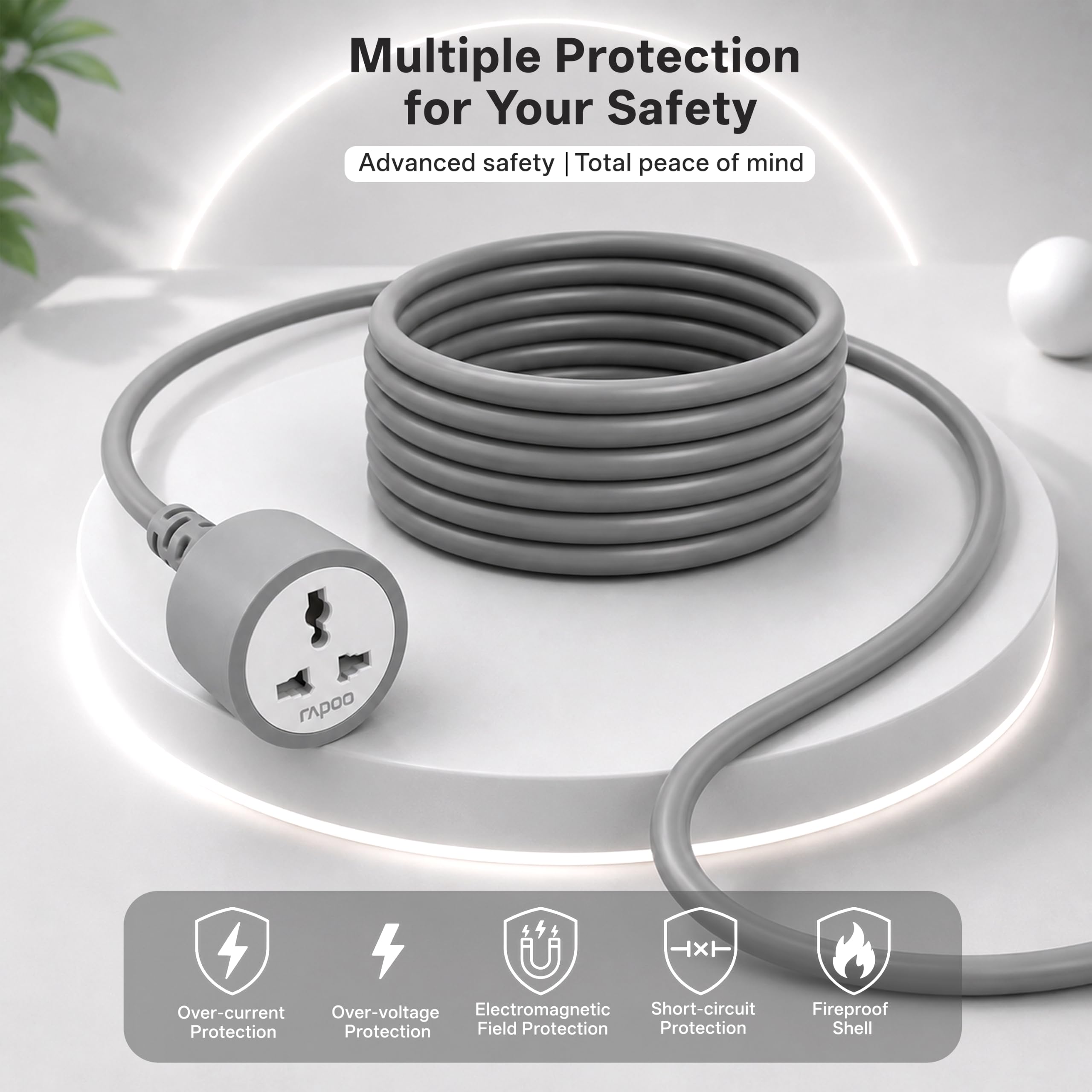 Rapoo E10,10m Long 18AWG Heavy Duty Male to Female 3 Pin Power Extension Cord for Heavy appliances, 10amp Indoor Outdoor Wire Extender Power Cable for appliances, Electronics & Power Tools, Dark Grey — Amazon image 3