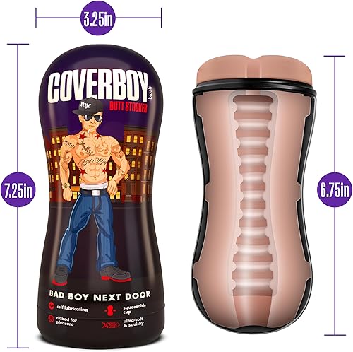 Miniatura 3 de Blush Novelties Loverboy Bad Boy Next Door - Masturbador masculino realista autolubricante con textura para placer, sensación de carne gay o recta,
