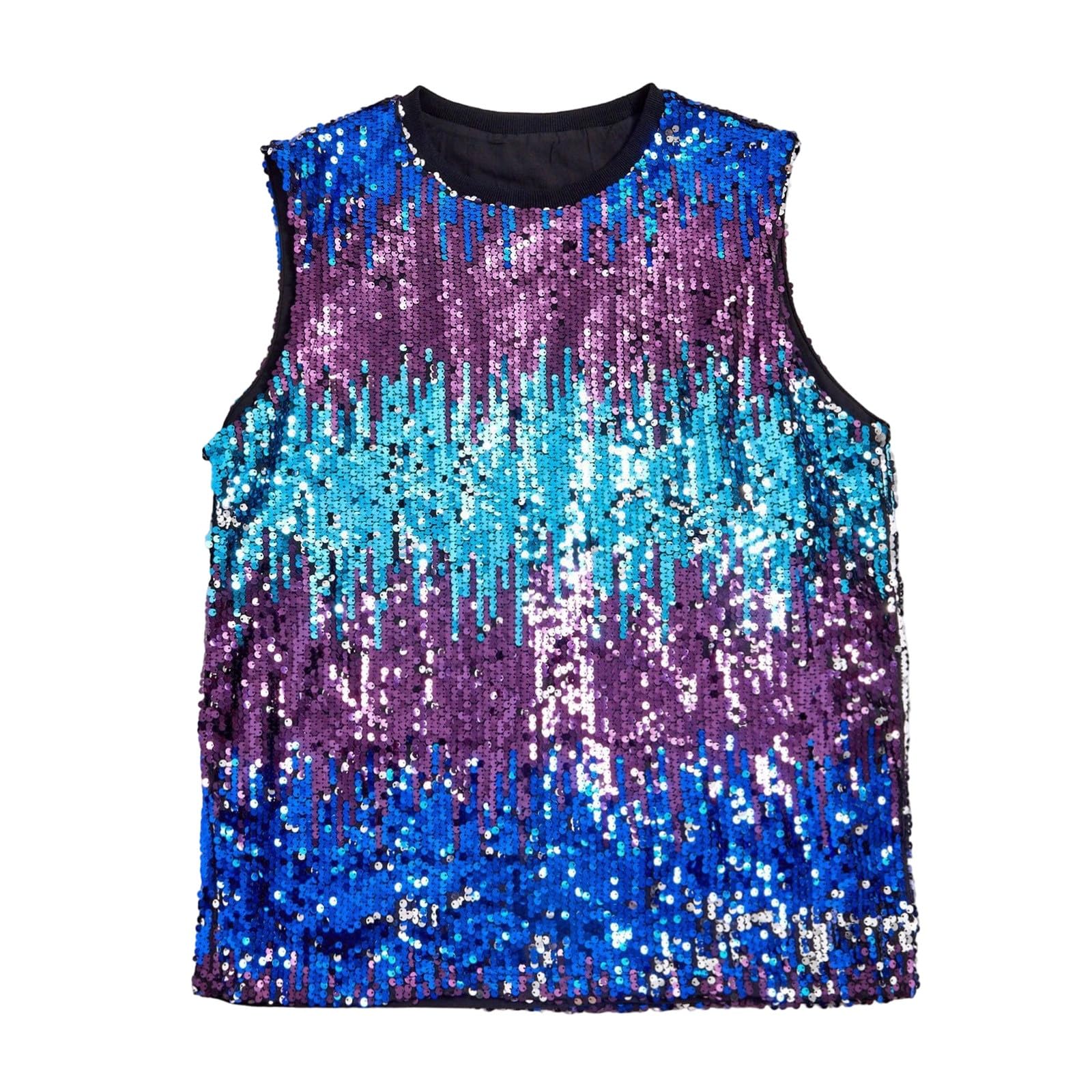 Tank Top Herren -Sleeveless Shirt Ärmelloses Glitzerndes Pailletten- es Muskelshirt für Karneval Partys Clubs Raves Konzerte – bequem atmungsaktiv modisch