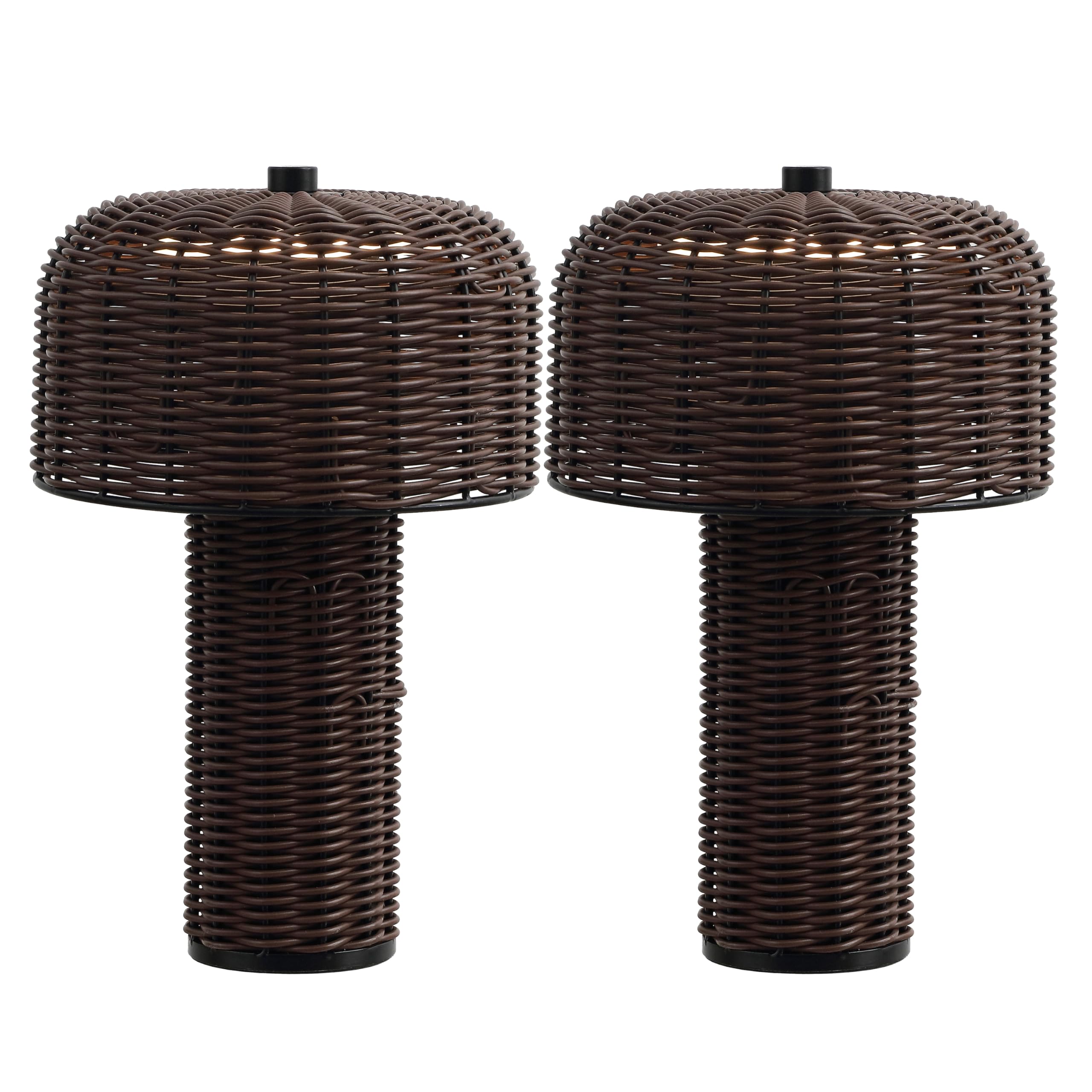 JONATHAN Y Mia Rechargeable LED Lamp 10", Dark Brown/Black, Set of 2