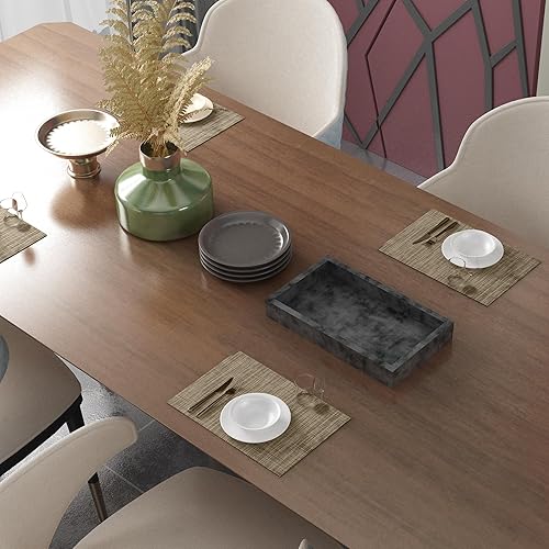 Miniatura 7 de Juego de 6 manteles individuales de vinilo lavables para interiores y exteriores, para mesa de comedor, duraderos, antideslizantes, resistentes al