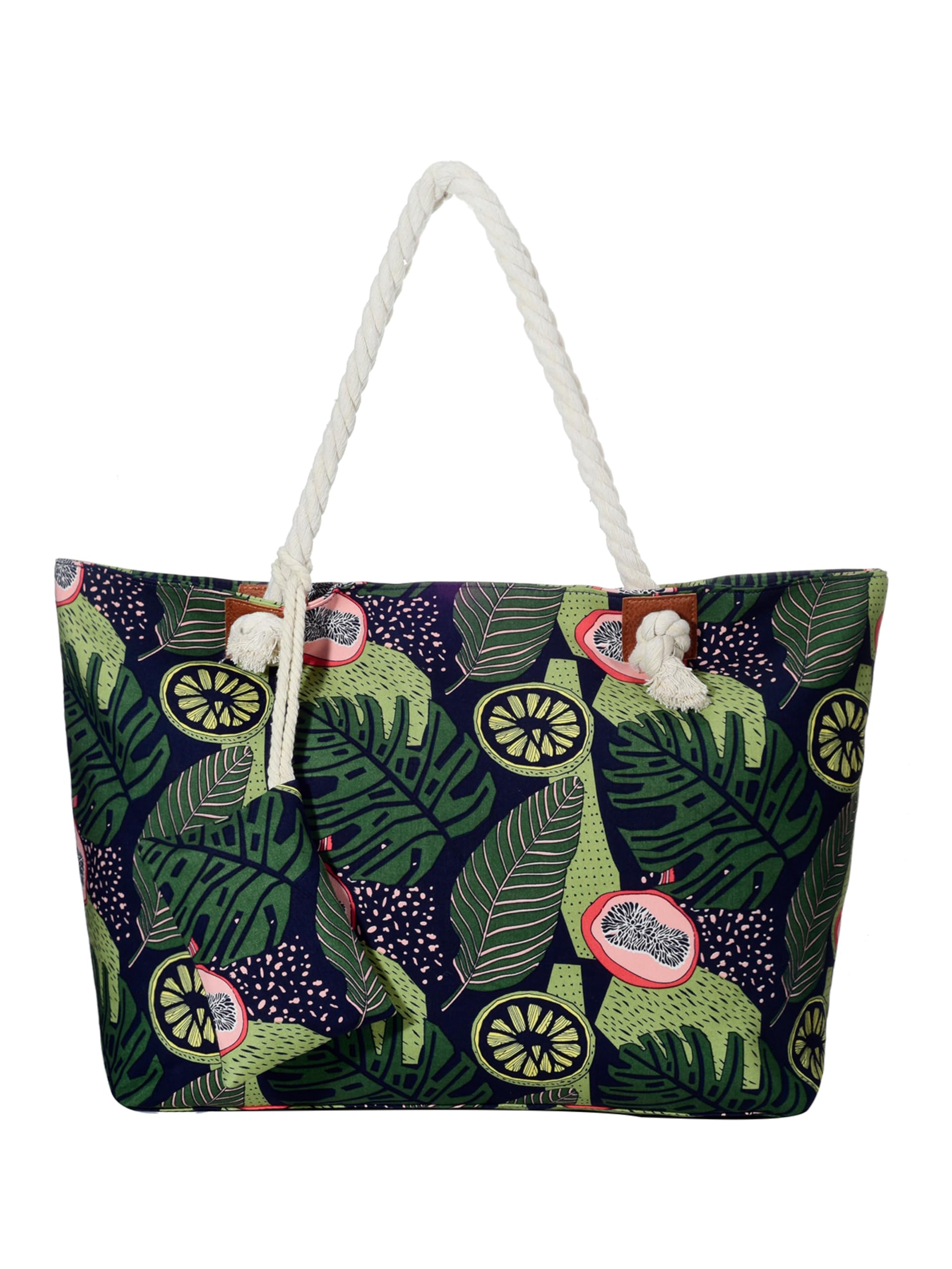 DonDon Strandtasche XXL mit Reißverschluss - Umhängetasche Damen, Shopper Tasche Damen im Beach Look mit Schulterriemen - Urlaub Must Haves Beach bag