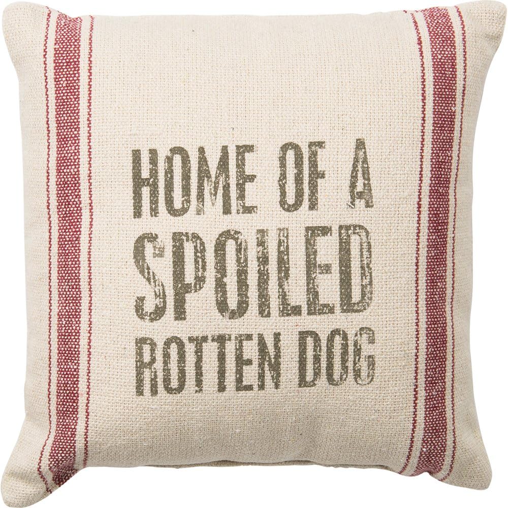 Primitives by Kathy 28698 Vintage Flour Sack Style Throw Pillow, 15 x 10-Inch, You & Me and The Dog