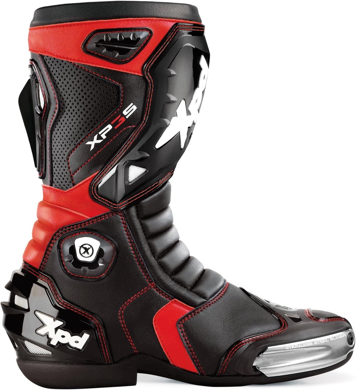 XPD XP3-S S55-021 Racing Motorcycle Boots, Black/Red