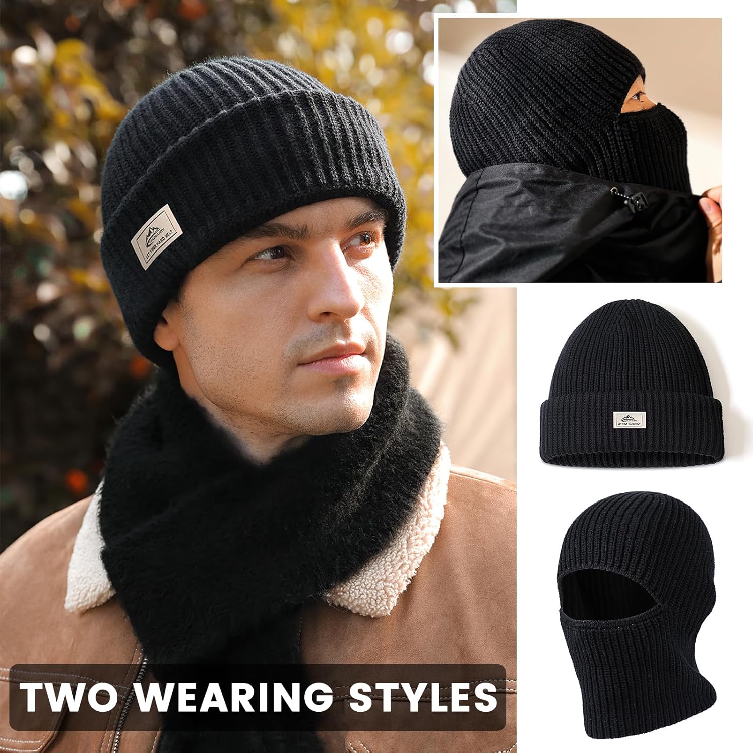 TAGVO Balaclava Ski Ful Face Mask, Thermal Knitted Motorcycle Beanie Hood Hat Neck Warmer Balaclava for Man Women - Image 2