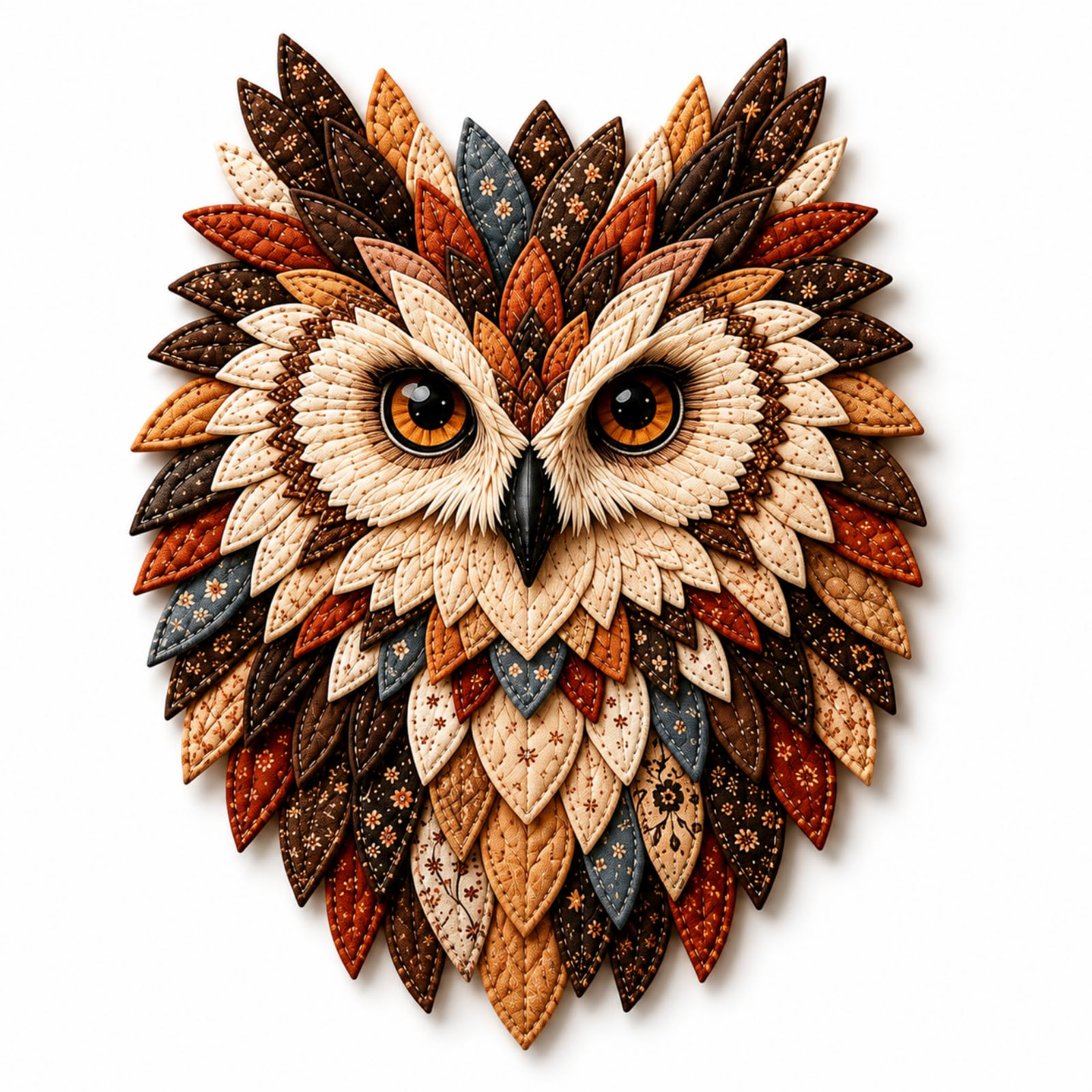 Layered Fabric Owl Wall Art DIY Kit, 3D Craft for Adults (B1PC)
