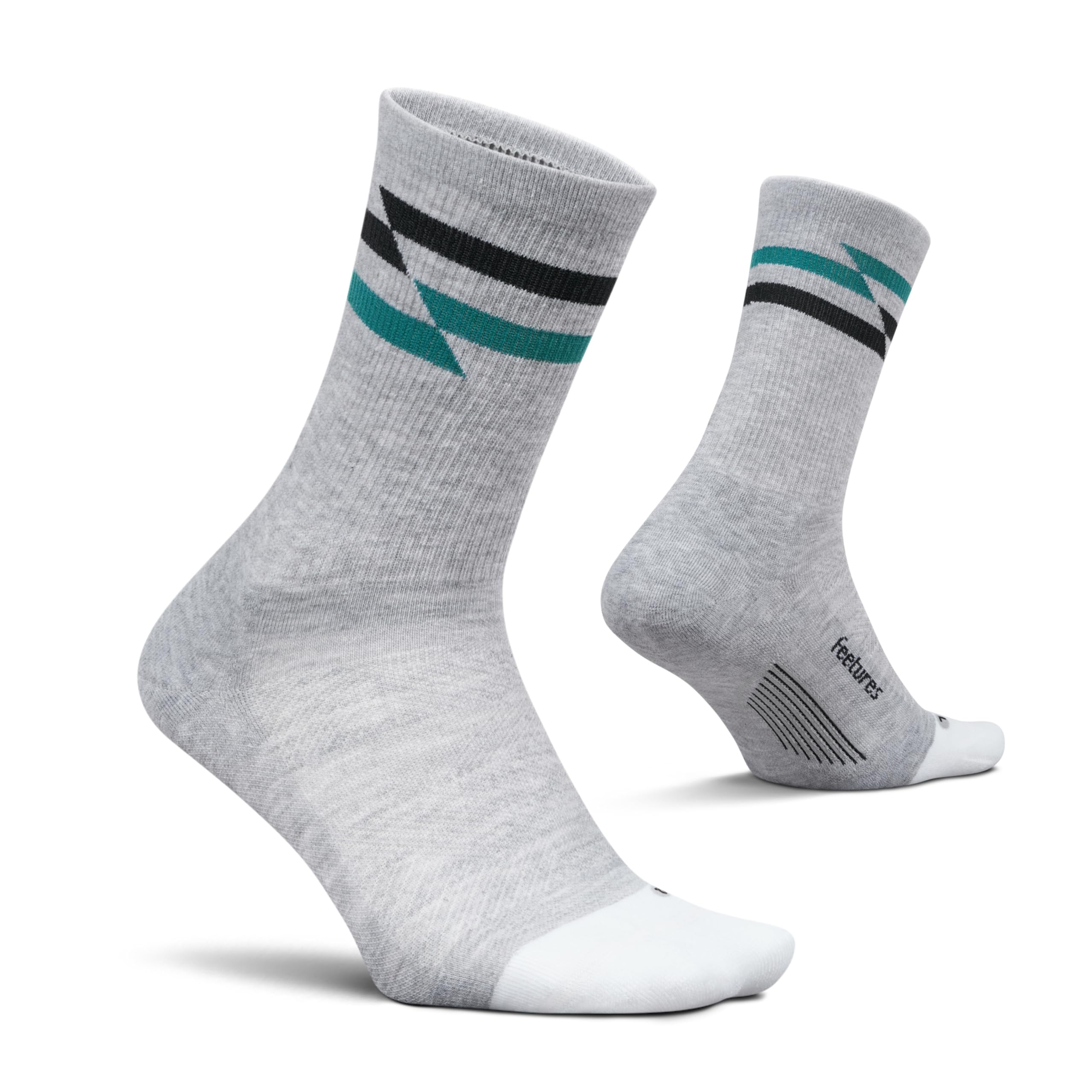 Feetures Elite Max Cushion Mini Crew Gray Track Large