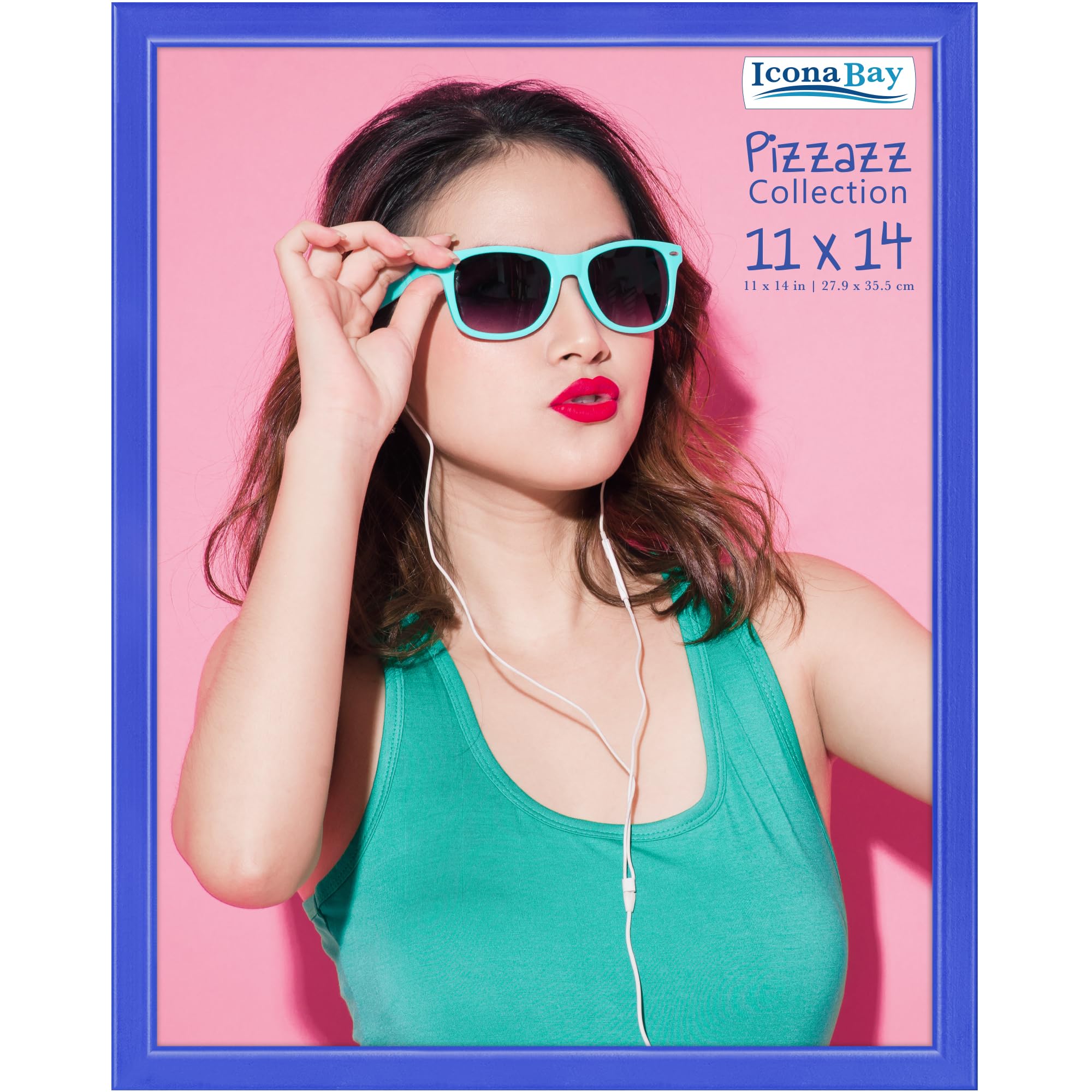 Icona Bay 11x14 Picture Frame, Blue Solid Wood Scandinavian Style Frame for Photo, Pizzazz Collection