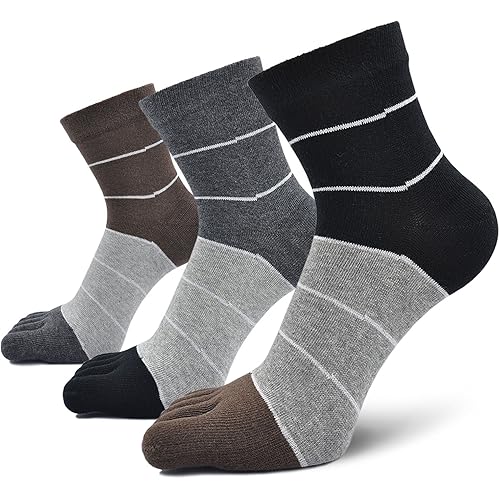Mens Toe Socks Cotton Athletic Running Ankle Five Finger Crew Socks
