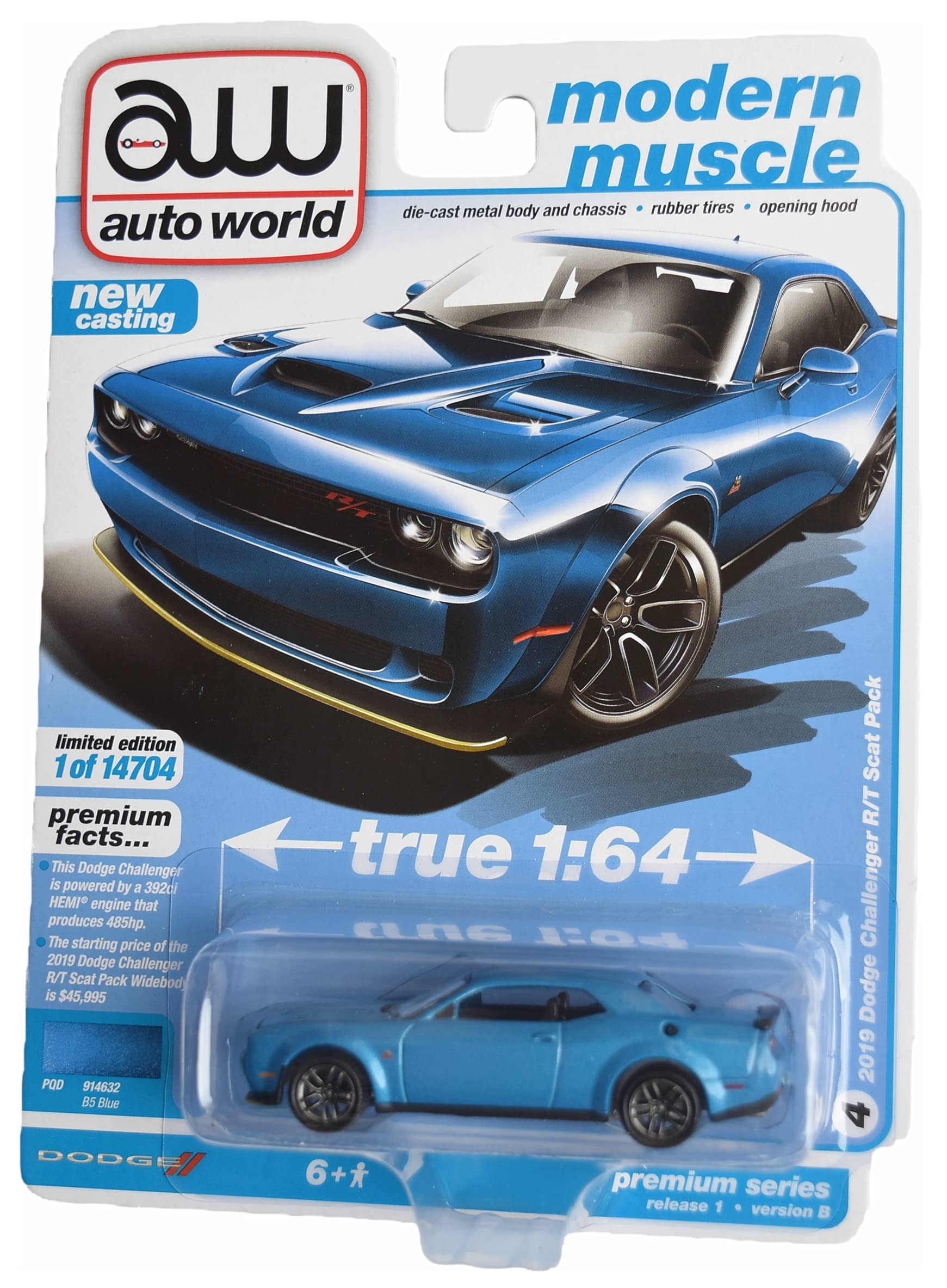 Buy Auto-World 2019 Dodge Challenger R/T Scat Pack, Blue [Limited