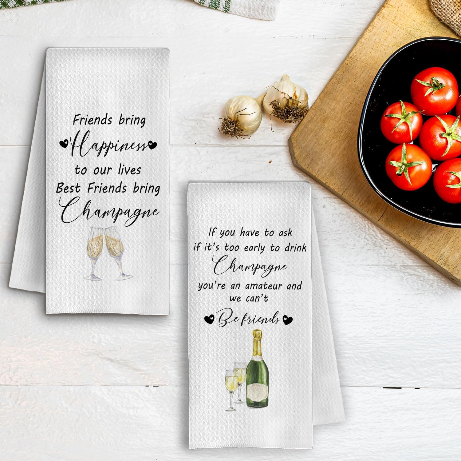 Champagne Gifts Kitchen Towels Set of 2,Funny Champagne Friend Gift Hand Towel for Bathroom Kitchen,Gift for Champagnes Lover,Housewarming Gifts,16x24 Inches - Image 5