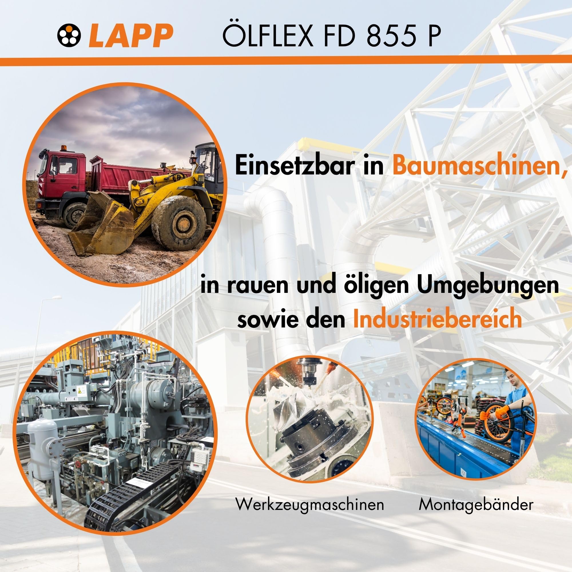 Lapp 0027576 Cavo ÖLFLEX 855P 3G1,5 mm² - Cavo di Comando Flessibile | Cavo multipolare in PUR resistente ad oli, 3 poli, sezione 1,5 mmq, ideale per posa mobile e catene portacavi