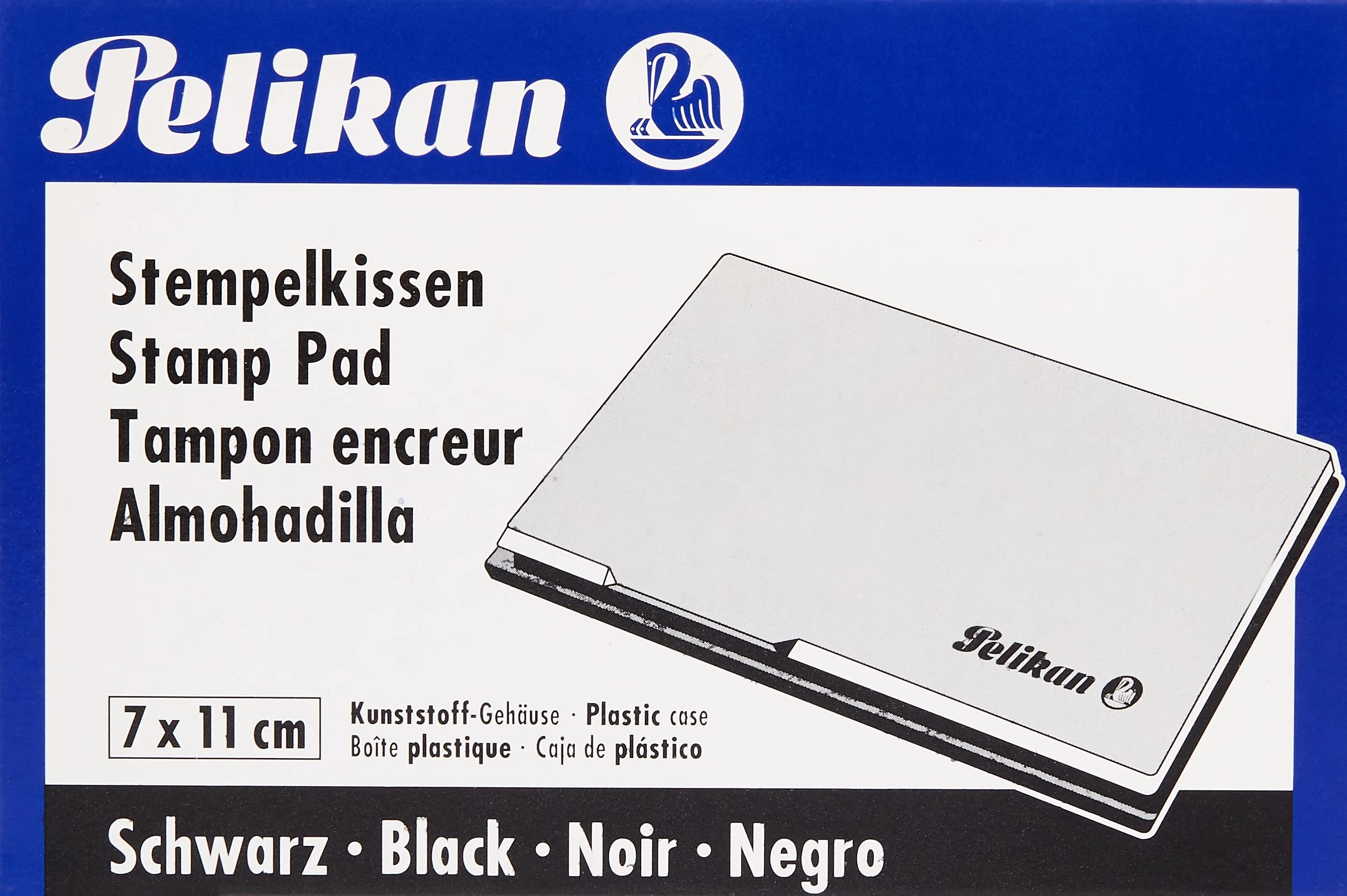 Pelikan 315259 11 cm Length x 7 Width Plastic Case Stamp Pad, Black, Black