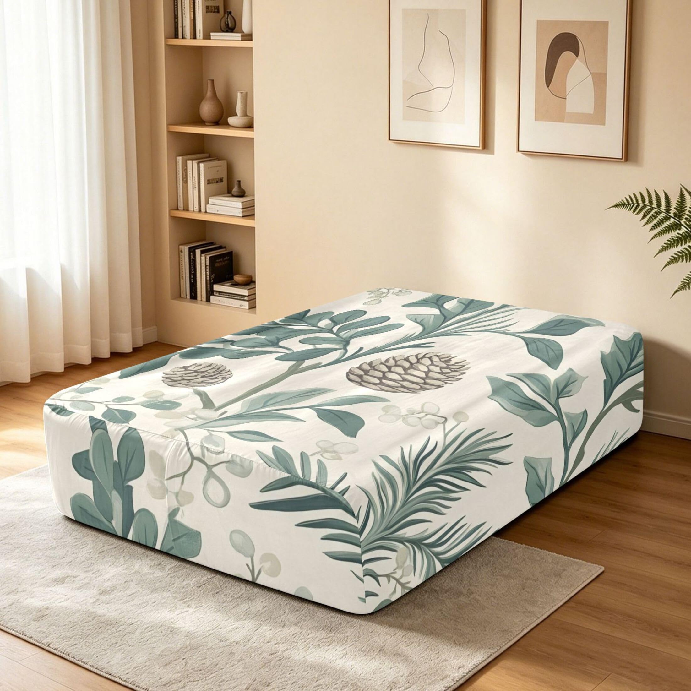 Pine Cones - Sábana bajera ajustable individual para colchón de aire, bolsillo extra profundo de 24 pulgadas, funda suave y transpirable con apertura de válvula de cremallera para cama de