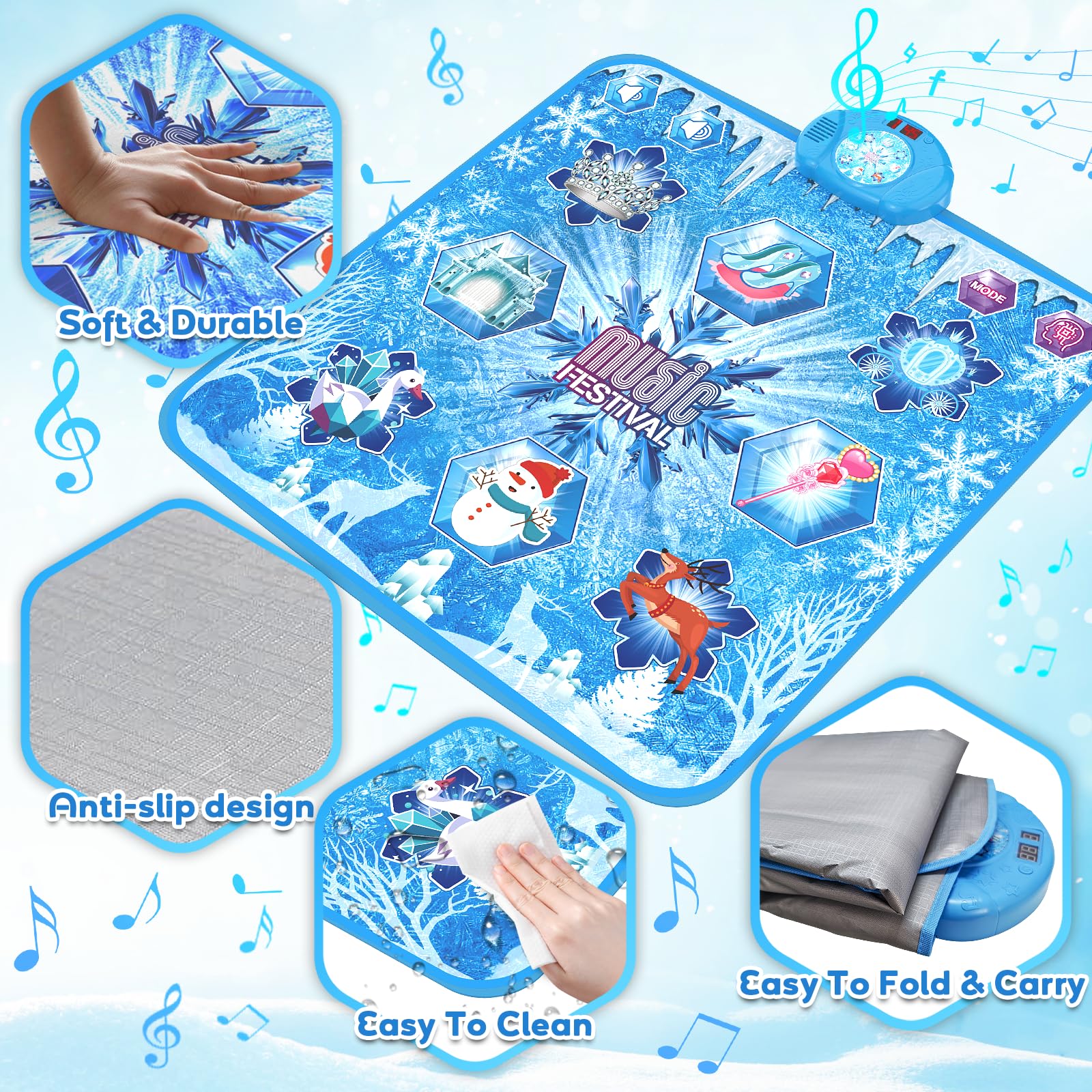 Alfombra De Baile Musical Con Luces LED – Audasi Dance Mat – 5 Modos De Juego Y Volumen Ajustable – Regalo Perfecto Para Niñas Y Niños