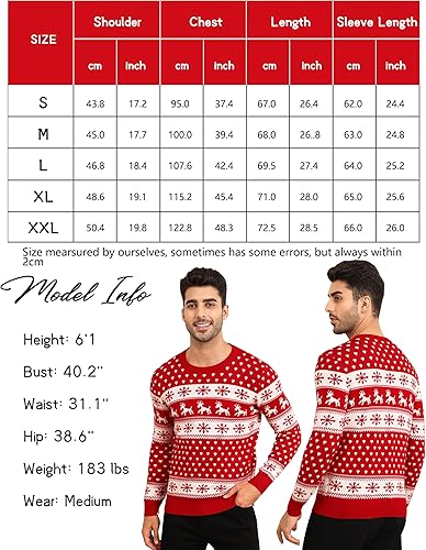 Miniatura 6 de LecGee Suéteres de Navidad a juego para parejas, diseño de copos de nieve, renos feos para hombres y mujeres