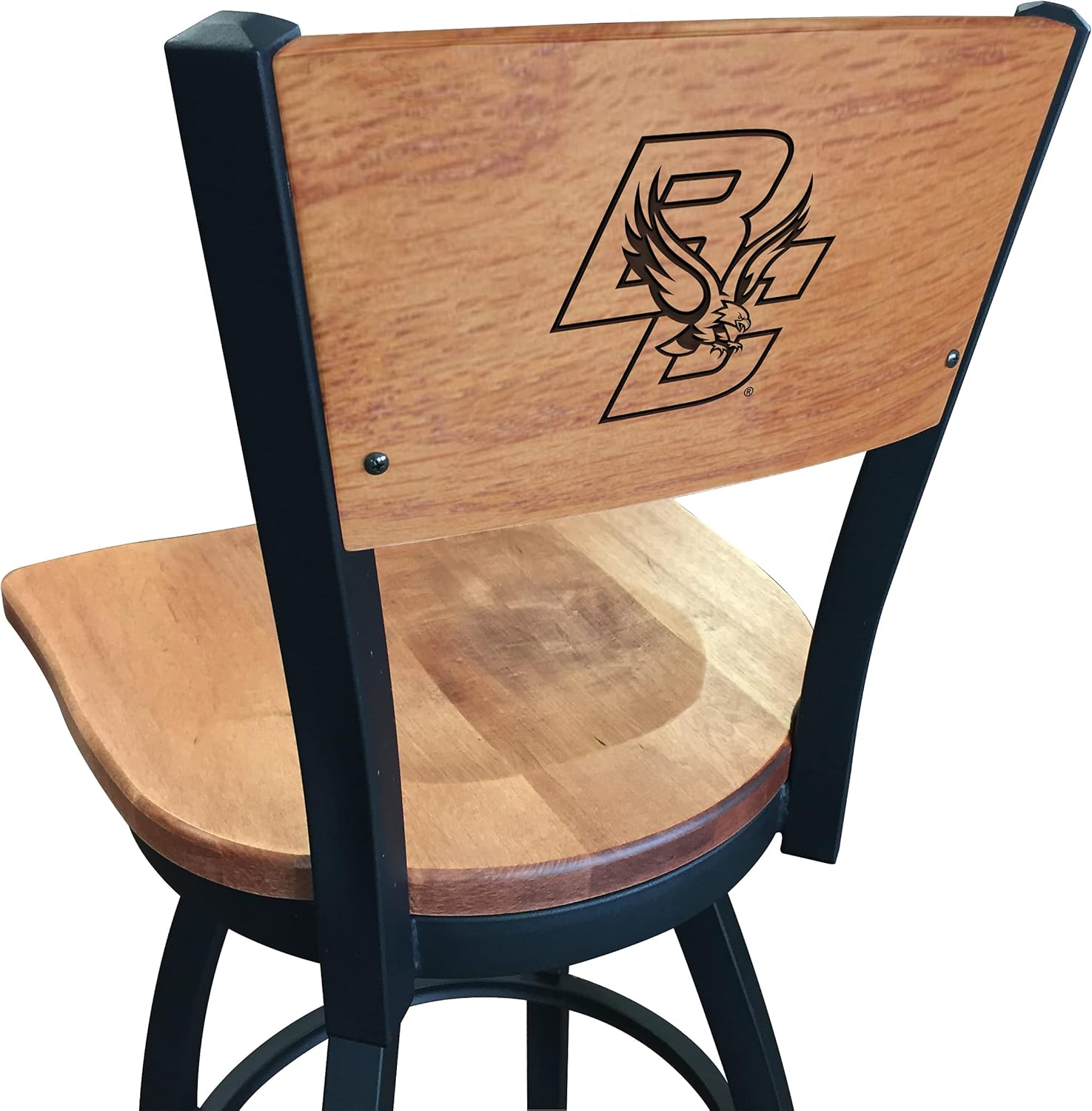 Holland Bar Stool Co. L038-25" Black Wrinkle Boston College Swivel Bar Stool with Laser Engraved Back by The