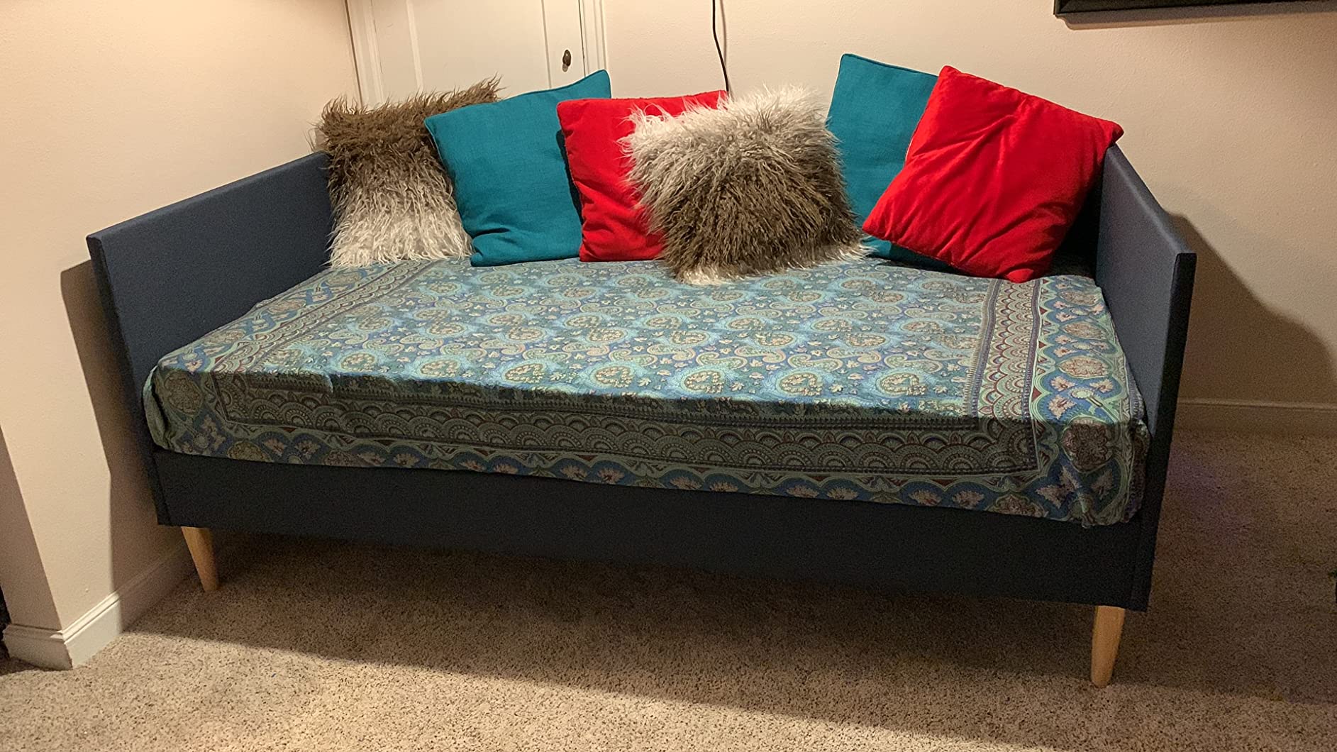 44/mo Finance DHP Franklin Mid Century Upholstered Daybed, Sofa Bed, Twin Size Frame, Grey