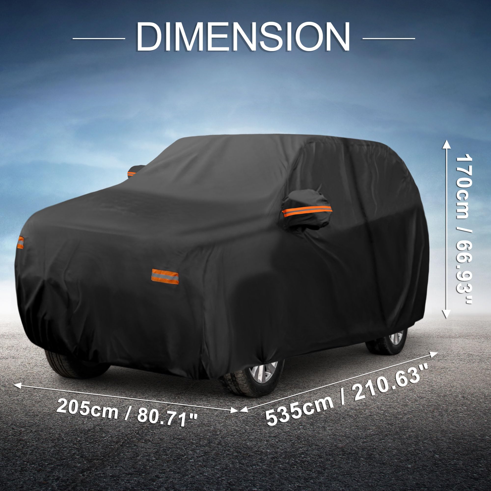 X AUTOHAUX Car Cover Outdoor Waterproof Sun Rain Snow Hail Protection with Left Side Door Zipper Aluminum Film — view 8