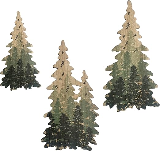 Limygus Woodland Wall Art Paintings Bushes Wall Decorations Set of 3