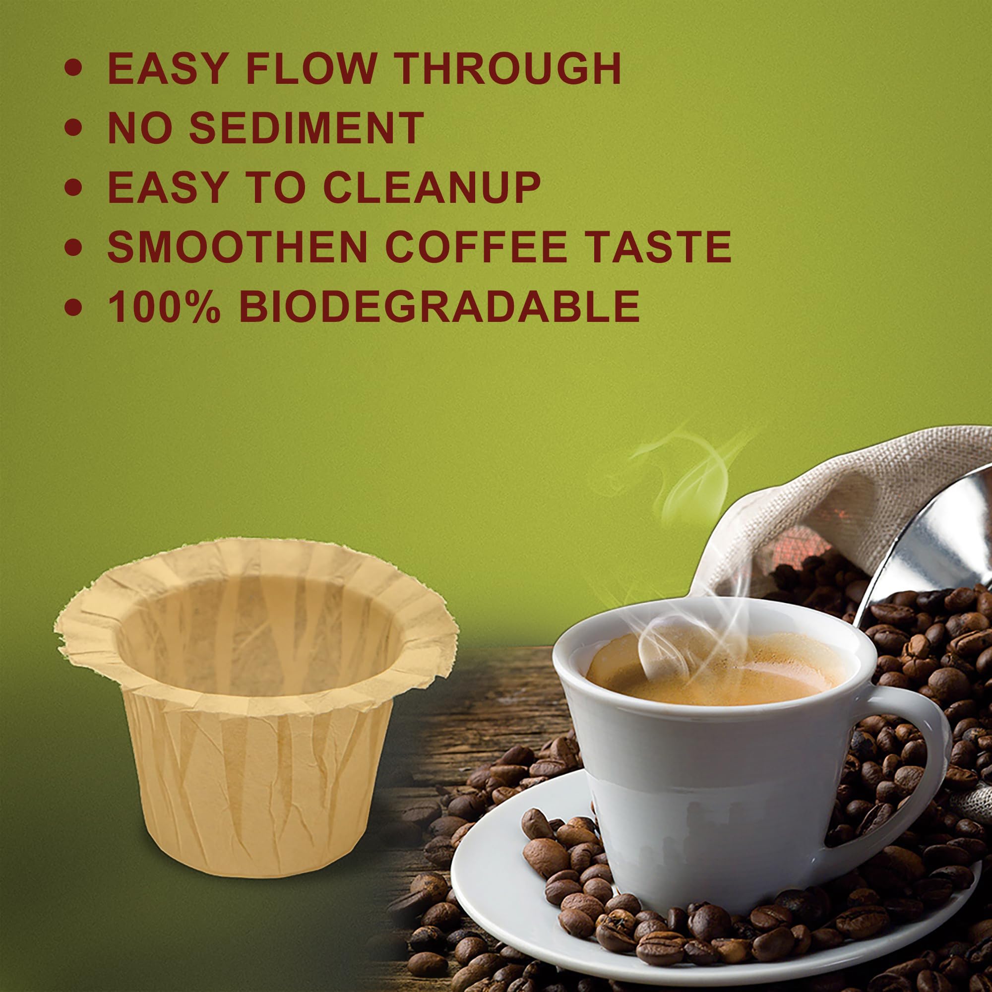 Disposable Coffee Filters 100 Count - Compatible With Keurig 1.0 & 2.0, Fits Reusable K-Cups (Natural Paper) - View #5