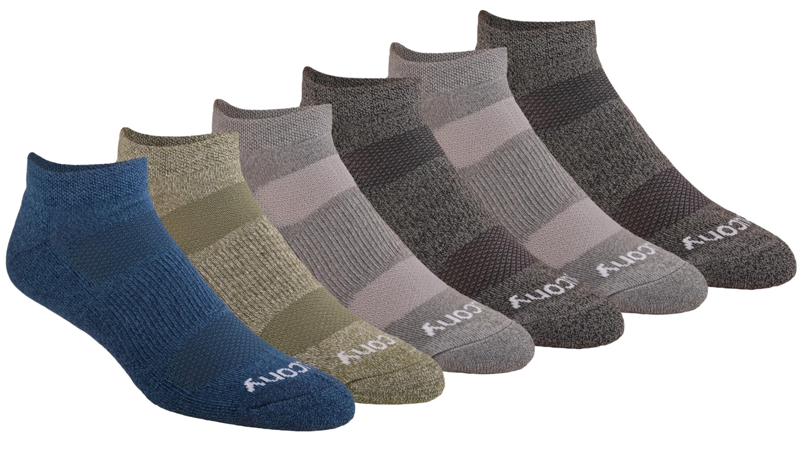 Saucony Men's RunDry Mesh Ventilating Comfort Fit Performance No-Show Socks, Available in M-XXL (6, 12, 18 Pairs)