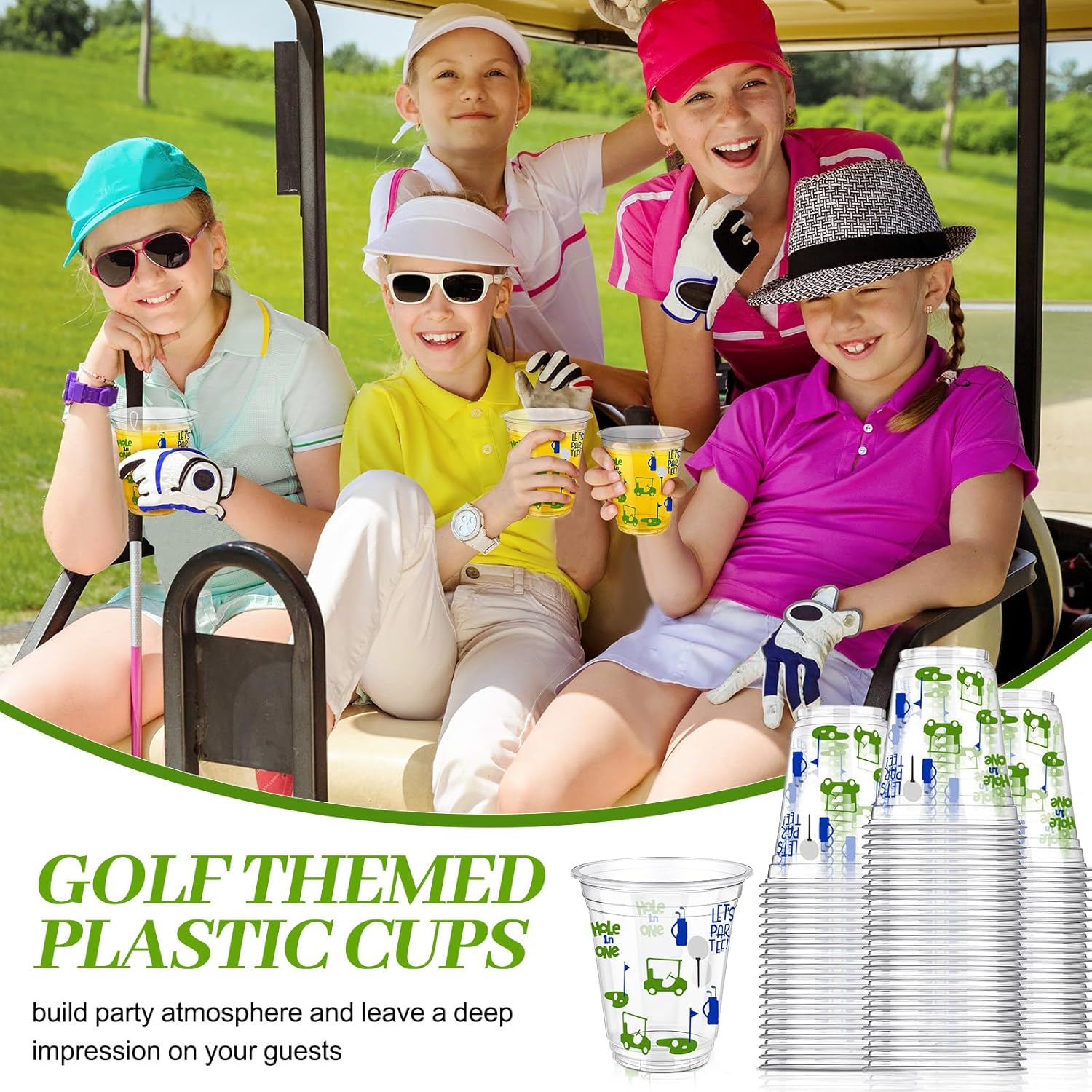 Qinyoung 50 Pcs Masters Golf Ball Party Supplies Bulk Clear Plastic Cups 12oz Disposable Let's Par-tee for Home Sports Golf Themed Birthday Bachelor Party Supplies Favors (Blue) - Image 4