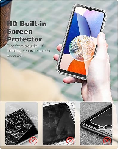 Miniatura 5 de FNTCASE Funda para Samsung Galaxy A14-5G Funda protectora transparente a prueba de golpes con protector de pantalla incorporado - Funda delgada y