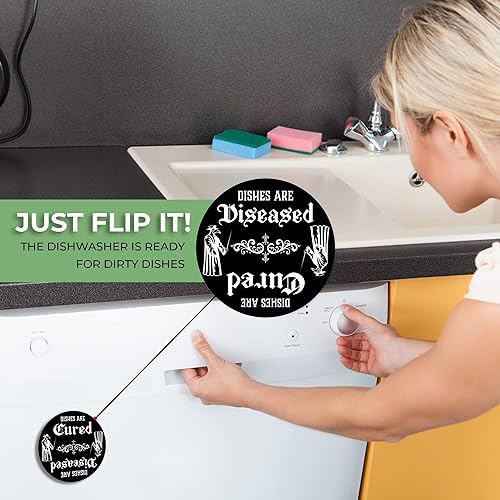 Miniatura 4 de Decoración gótica de cocina con máscara de doctor de la peste para lavavajillas, letrero de limpieza sucia  Estética de bruja gótica para el hogar y