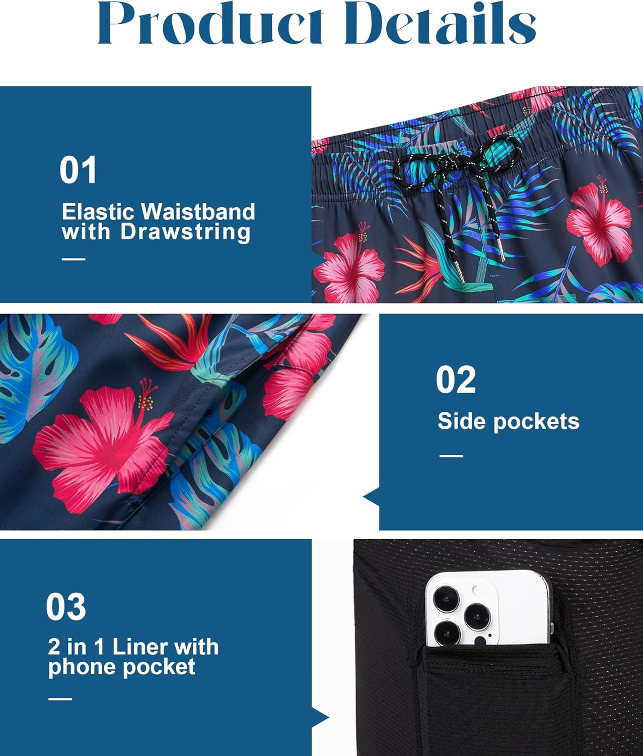 7inch Mens Swim Trunks: 2 in 1 with Compression Liner Pockets Drawstring Quick Dry Stretch Lined Funny Beach Pool - Image 4