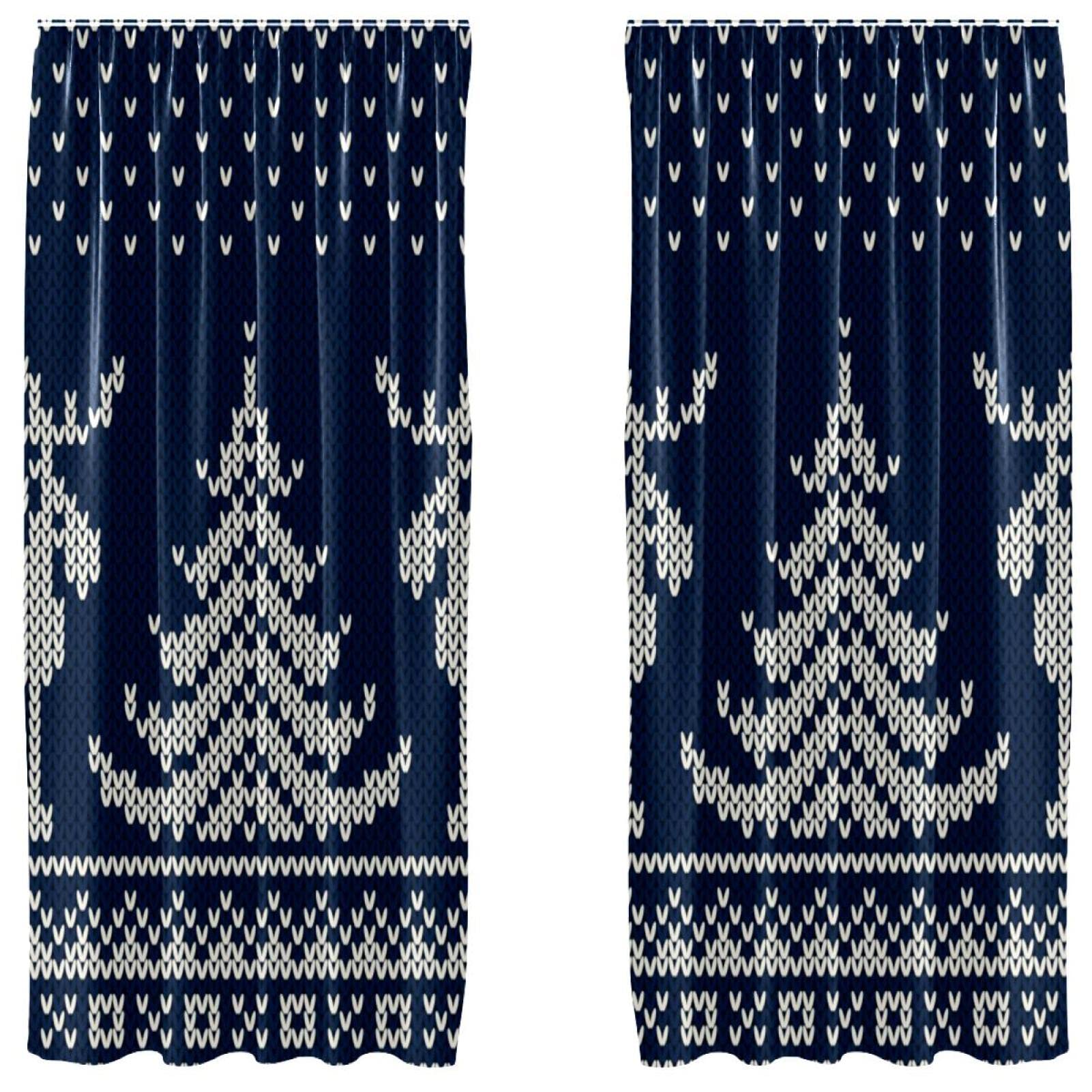Cortinas opacas navideñas color azul en microfibra para crear un salón cálido en invierno