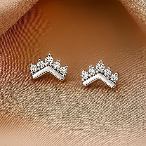 Miniatura 6 de LeCalla Pendientes pequeños de plata de ley 925 con circonitas ligeras