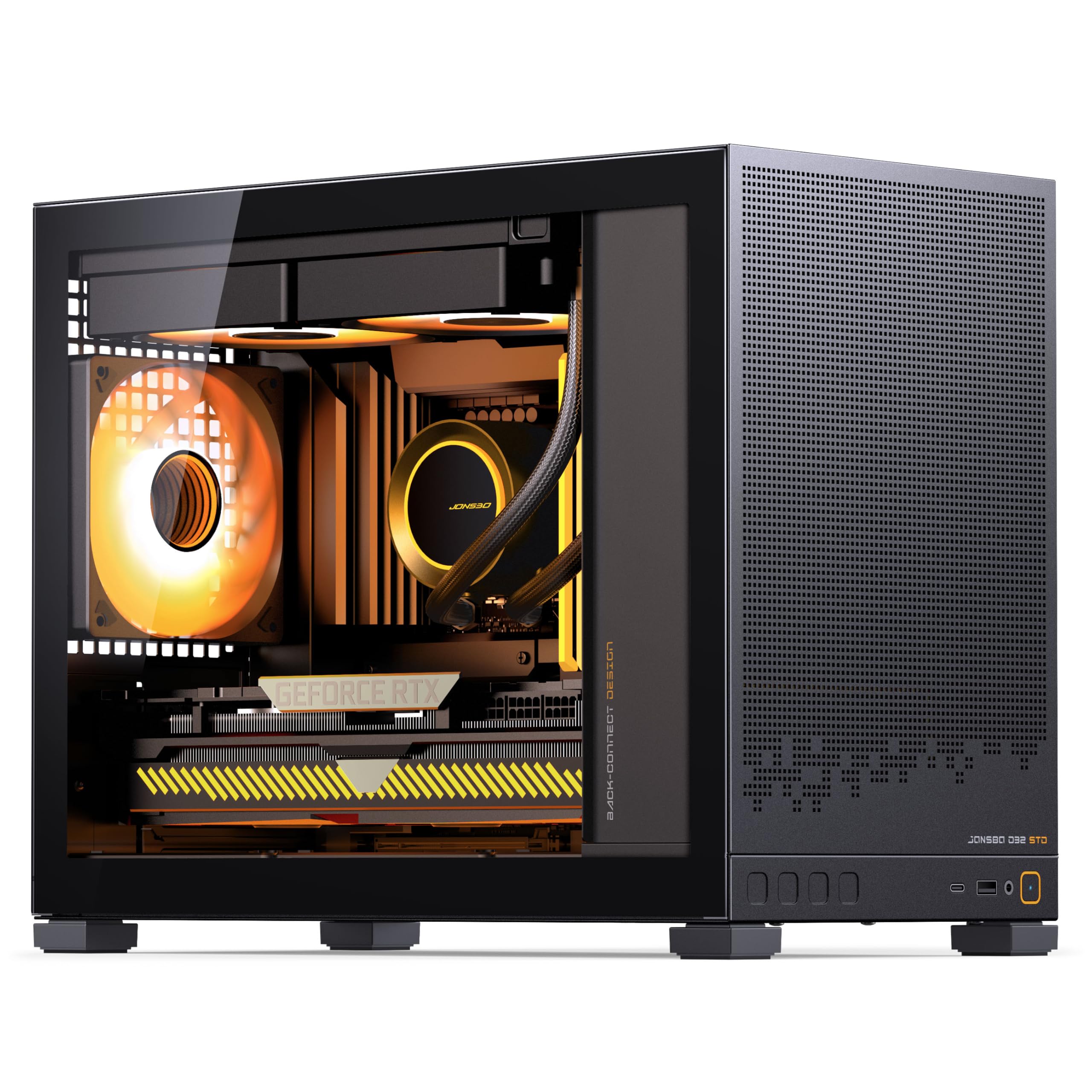 Jonsbo D32 STD Case PC Nero | Mini Case per Micro-ATX con vetro temperato, compatibile Back-Connect, forte flusso d'aria, compatto e stiloso per build da gaming