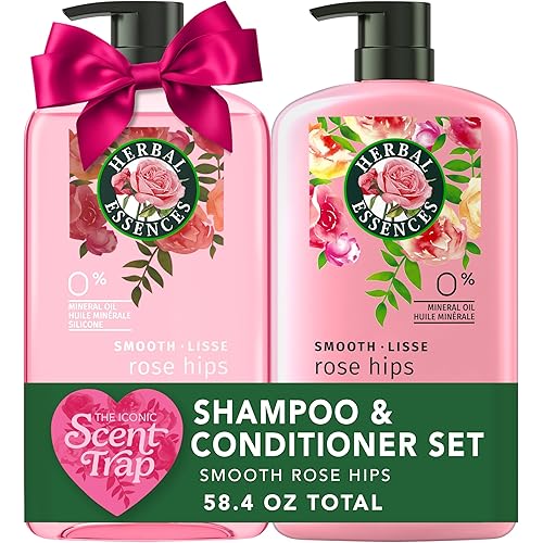 Herbal Essences Shampoo & Conditioner Set, Smooth Collection, Paraben-Free, Color-Safe, with Rose Hips & Vitamin E, 29.2 Fl Oz Each, 2-Pack