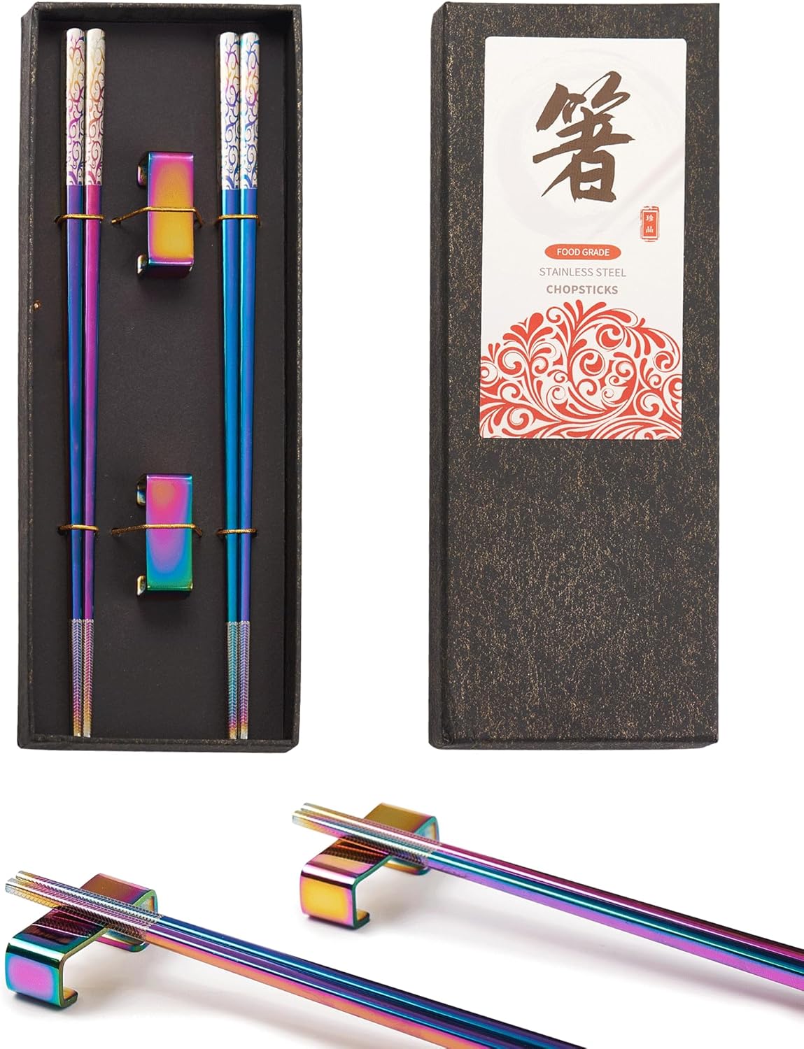 Bacchette Cinesi Con Portabacchette A Panda 2 Paia | Per Sushi E Cucina Asiatica | Lavabili In Lavastoviglie - Foto 9