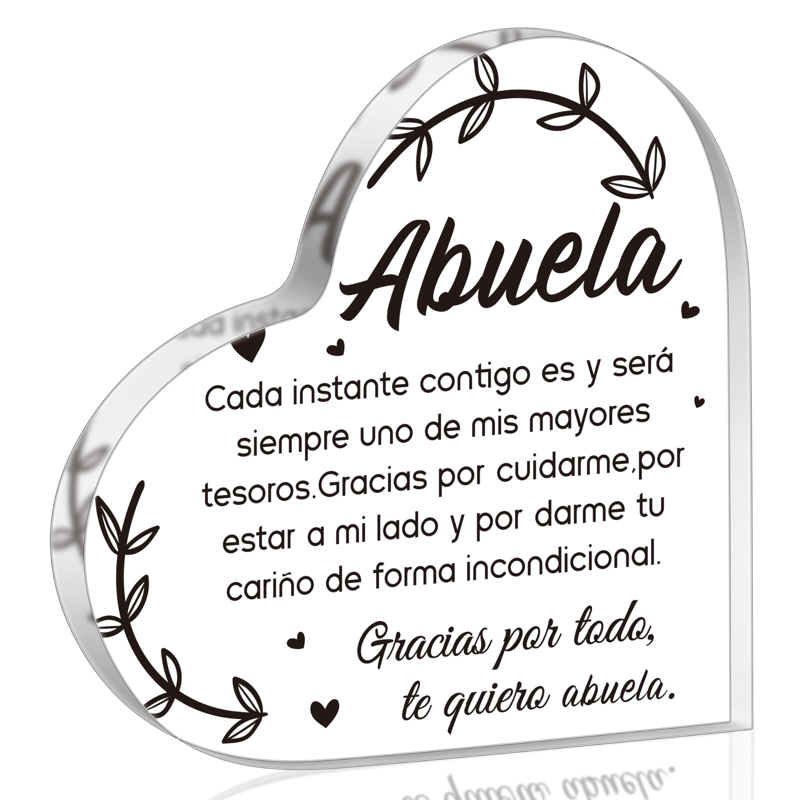 Yopyame Spanish Grandma Acrylic Gifts - Regalos para Abuela Heart Acrylic Plaque Ideas Keepsake Paperweights for Grandma in Spanish Father's Day Christmas Gifts for Grandma from Granddaughter Grandson