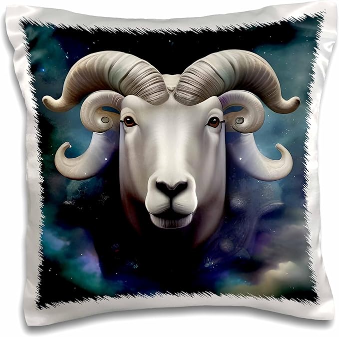 3dRose 16x16 inch Pillow Case - A Dreamy Looking ram That can Represent The Aries Sign. Zodiac - Dream Ram