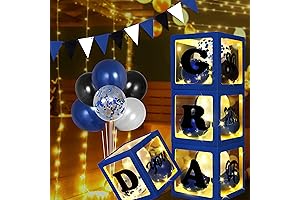 4PCS Blue and Black Graduation Decorations 2024: Party Centerpieces for Tables Party