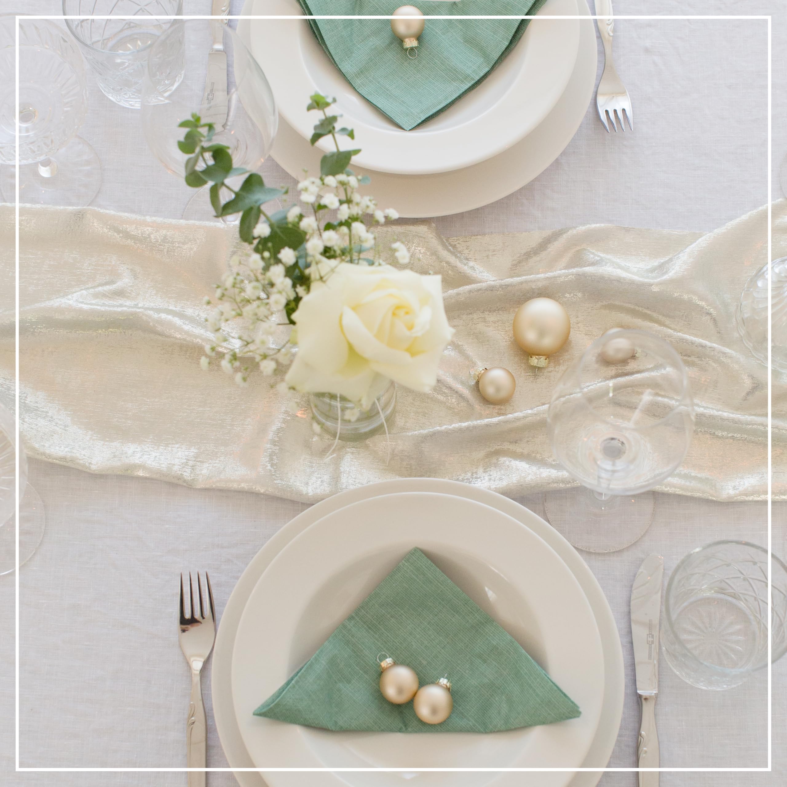 100%Mosel Chemin De Table En Organza Pointillés, Doré (28 Cm X 5 M