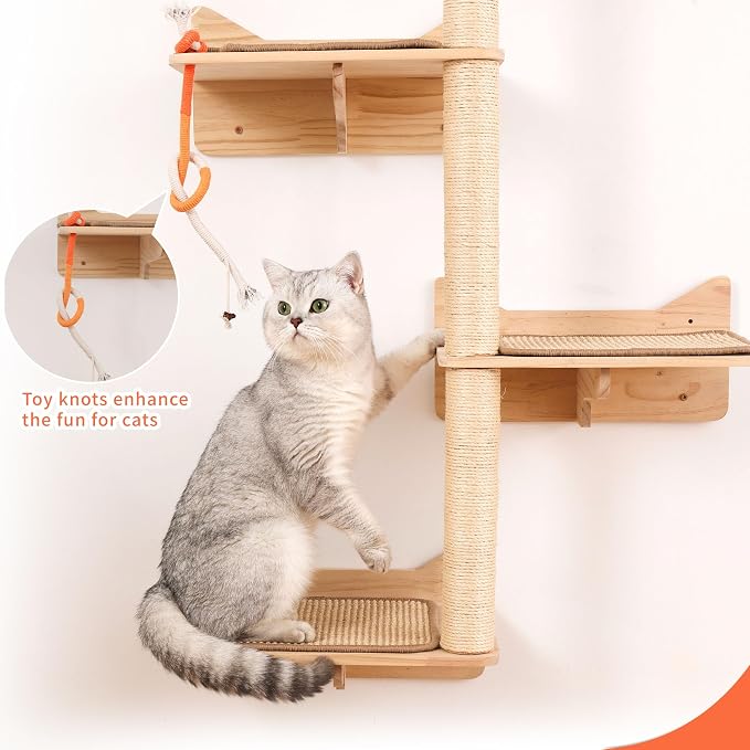 Árbol para Gatos de Pared 7 Piezas Madera Pino miniatura 6