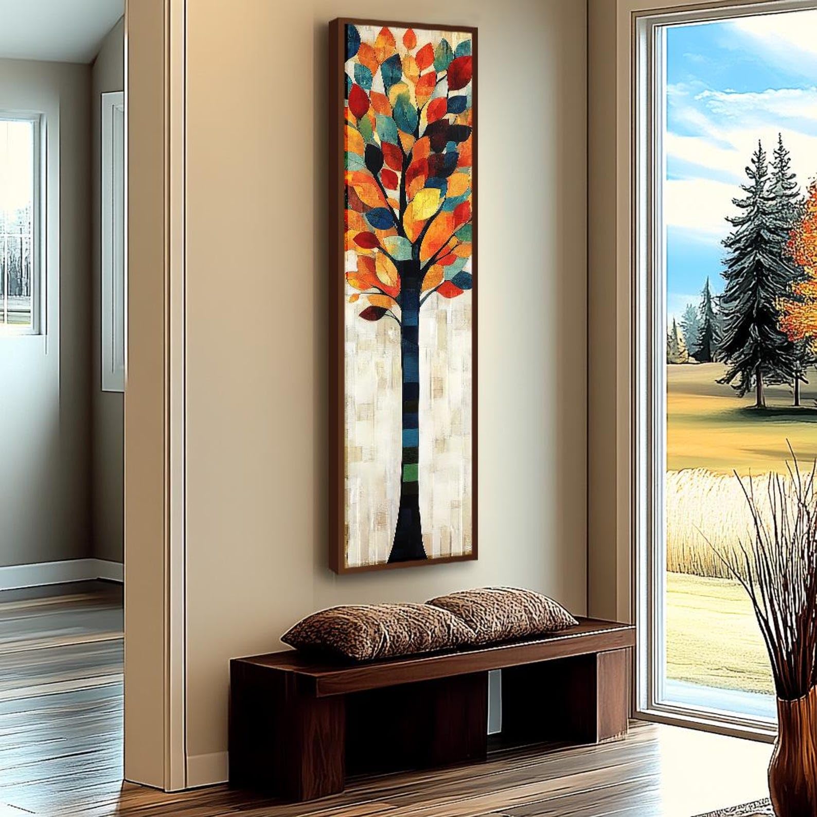 XBTYKPB Long Narrow Tree Wall Art, Tall and Thin Canvas wall art, Nature Wall Art, Vertical Wall Art, Fall Art, Tree Wall Art(20x60cm/Frameless)