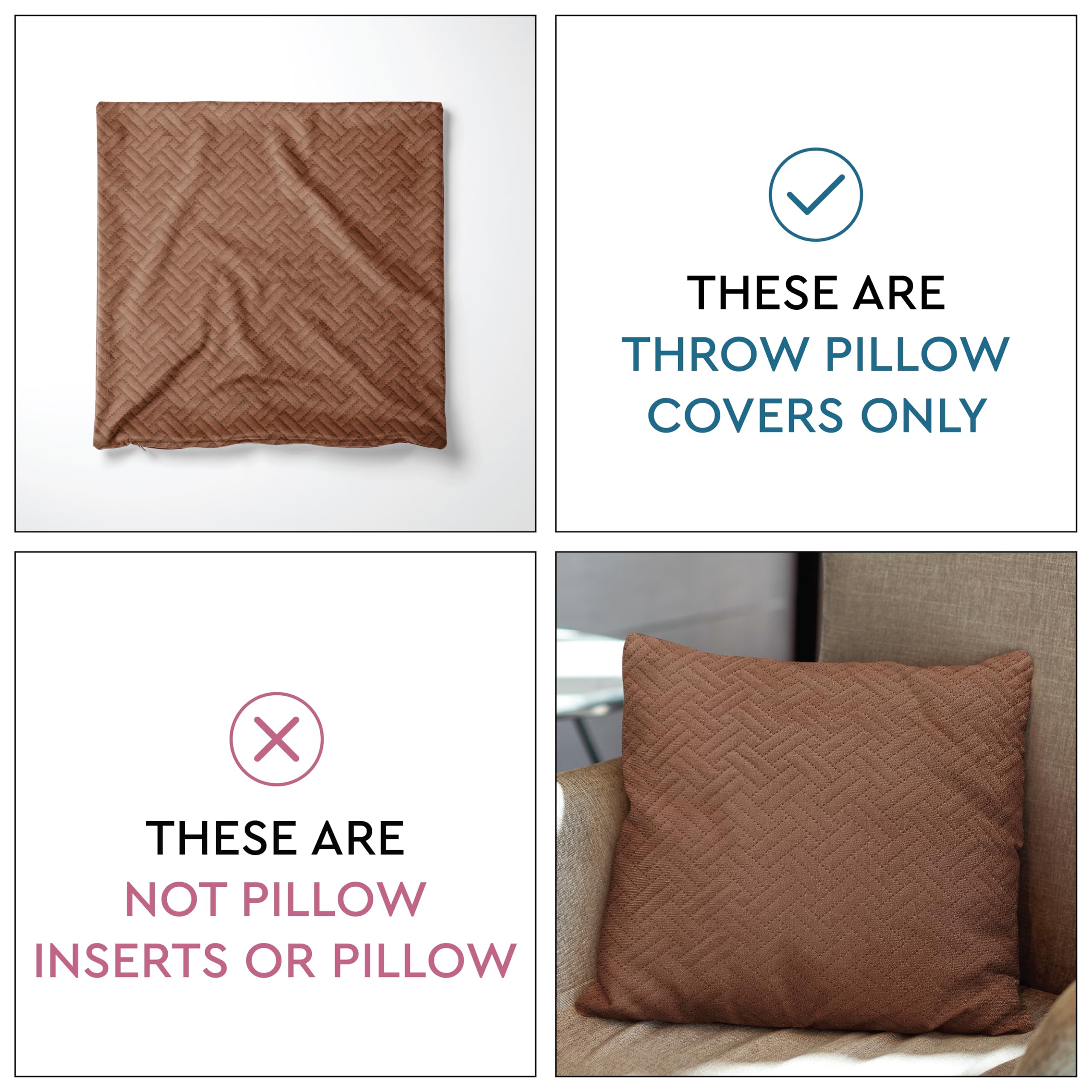 Encasa XO Cushion Covers 40x40 cm Set of 2, Bronze, 40 x 40 cm (Pack of 2) - Image 4