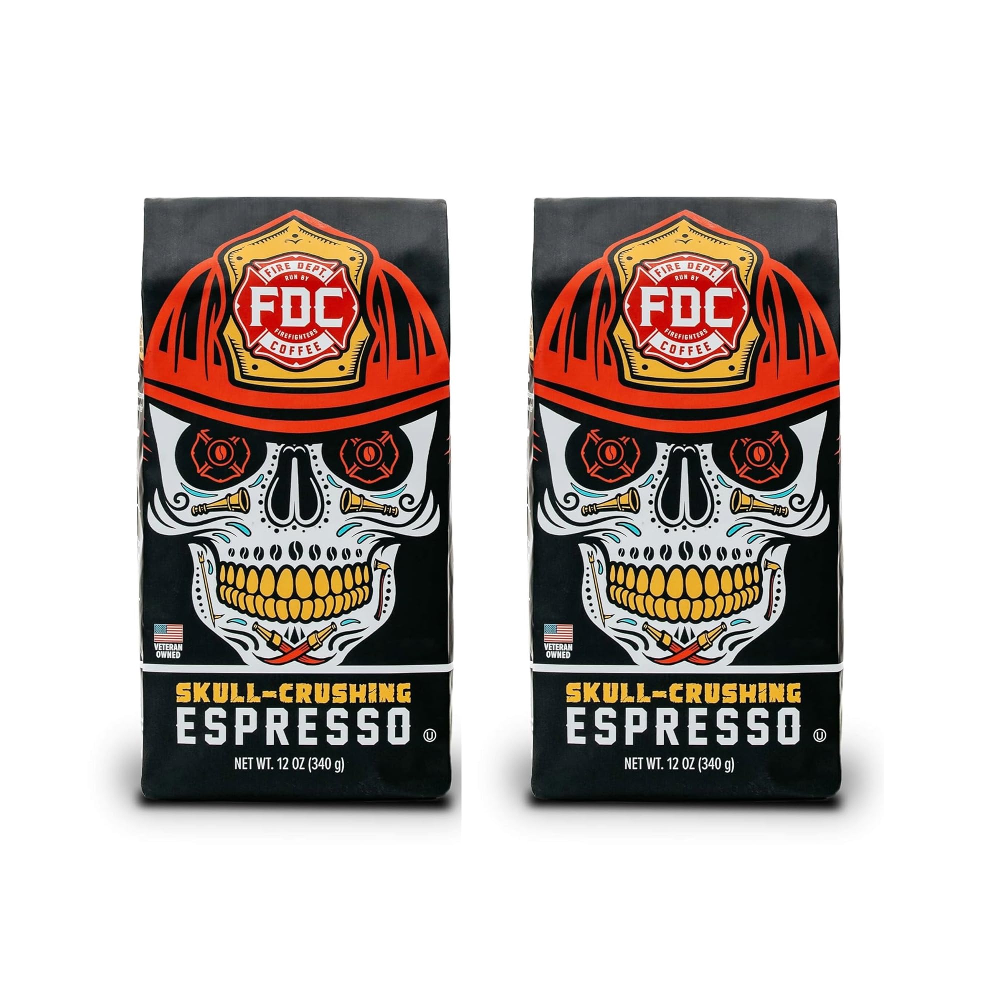 Fire Department Coffee - Gives Back to Firefighters - Skull Crushing Espresso Ground Coffee - Full-Bodied & Bold - Roasted in the USA - Dark Roast