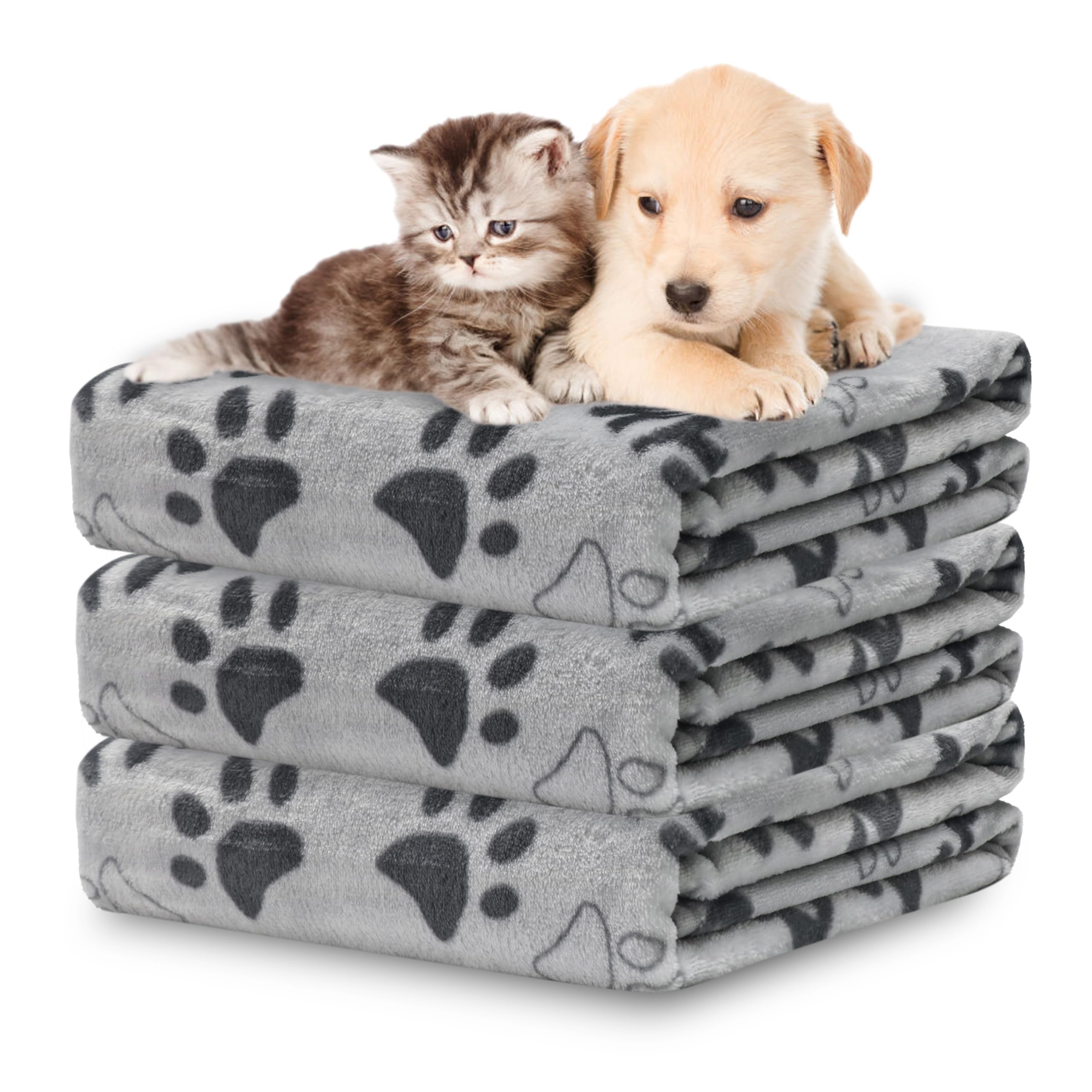 Gowyeg Soft Dog Blanket for Large Dogs - Fluffy Pet Blanket for Cats & Puppy, Reversible Paw Print Design Throw Blanket for Bed, Couch, or Travel -