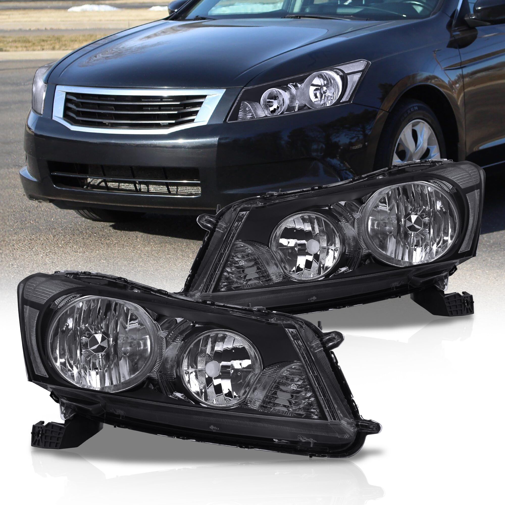 AJP Distributors JDM Front Bumper Driving Reflector Signal Headlights Head Lights Lamps Assembly Pair Set Compatible/Replacement For Accord 4-Door