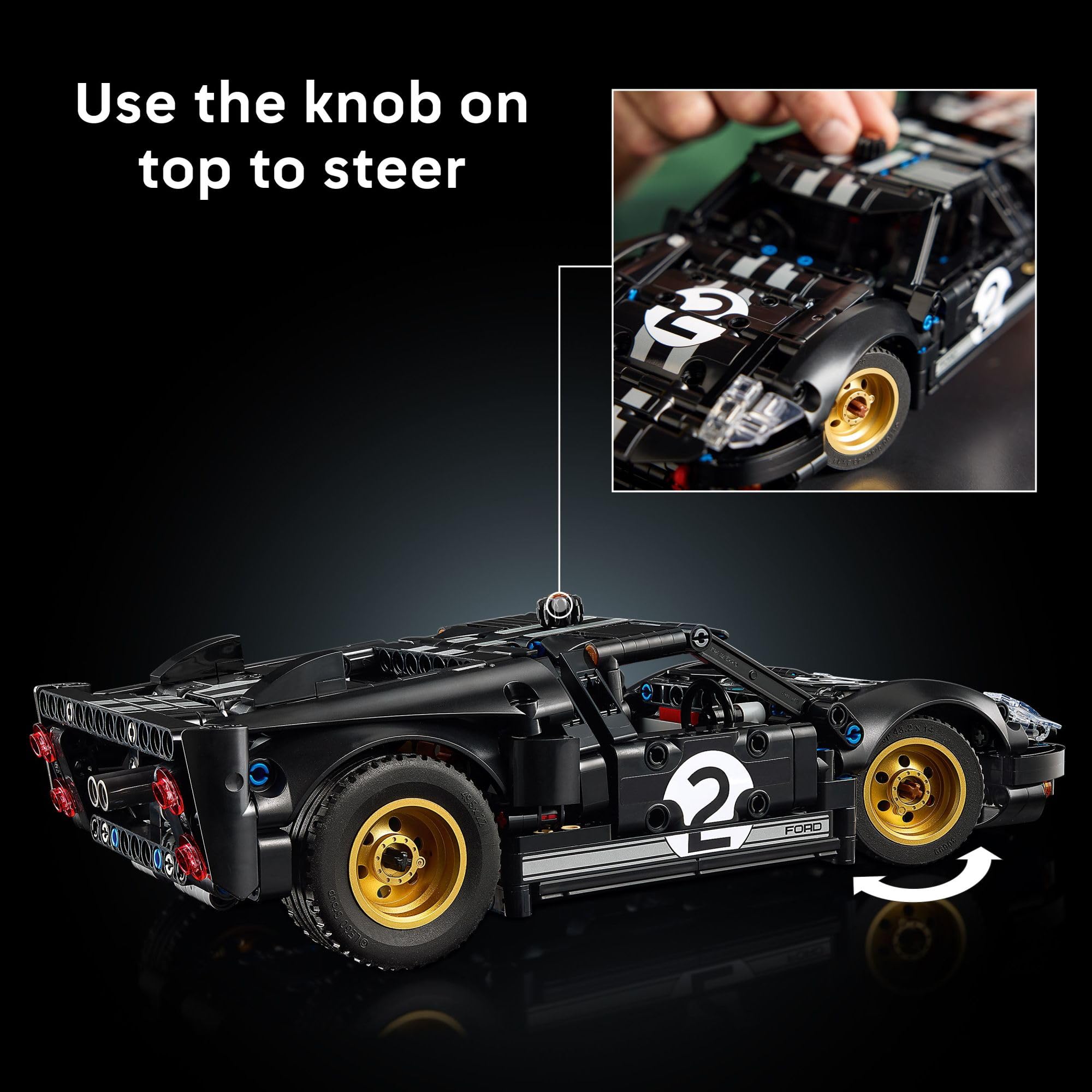 LEGO Technic 1966 Ford GT40 MKII Race Car Building Set for Adults - Collectible Toy W/Realistic Functions & Features for Adult Sports Car Fans, Ages 18+ - Gift Idea for Birthdays - 42223